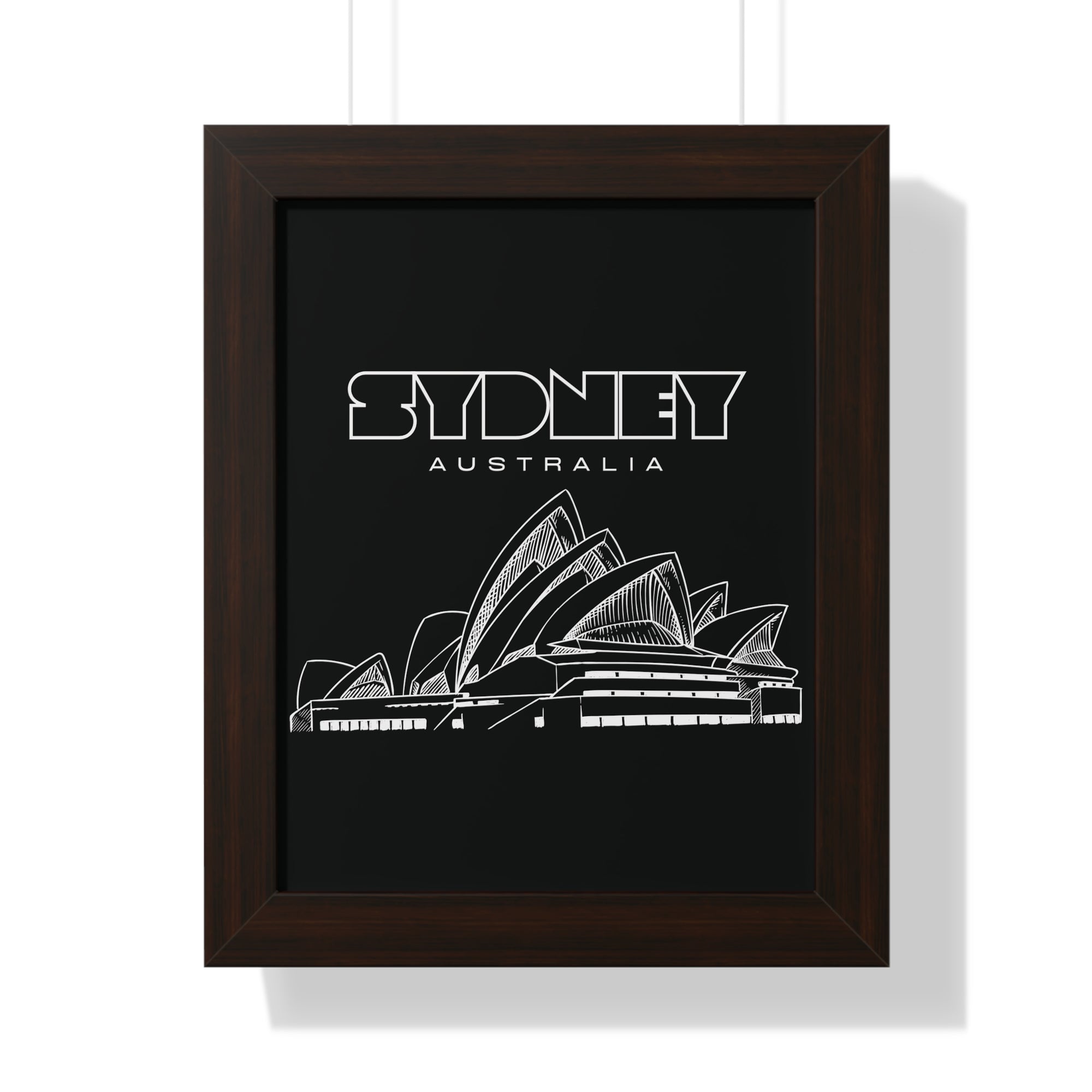 Aesthetic Sydney in Black - Framed Vertical Poster