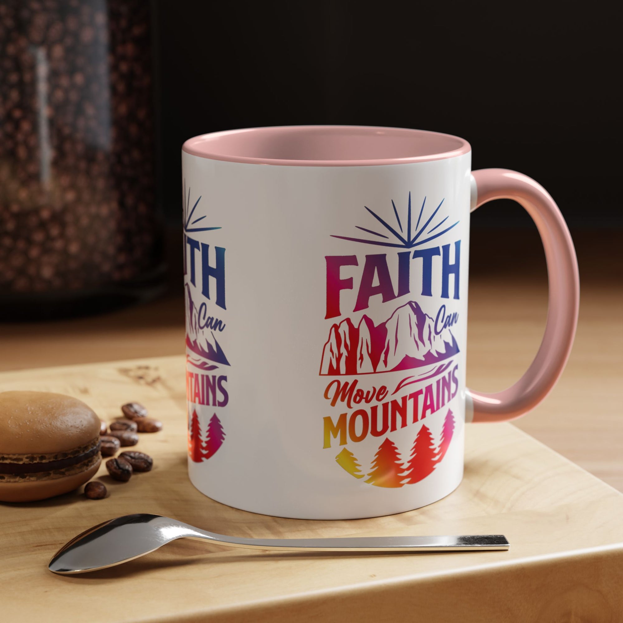 Faith Can Move Mountains Accent Coffee Mug - Inspirational Design