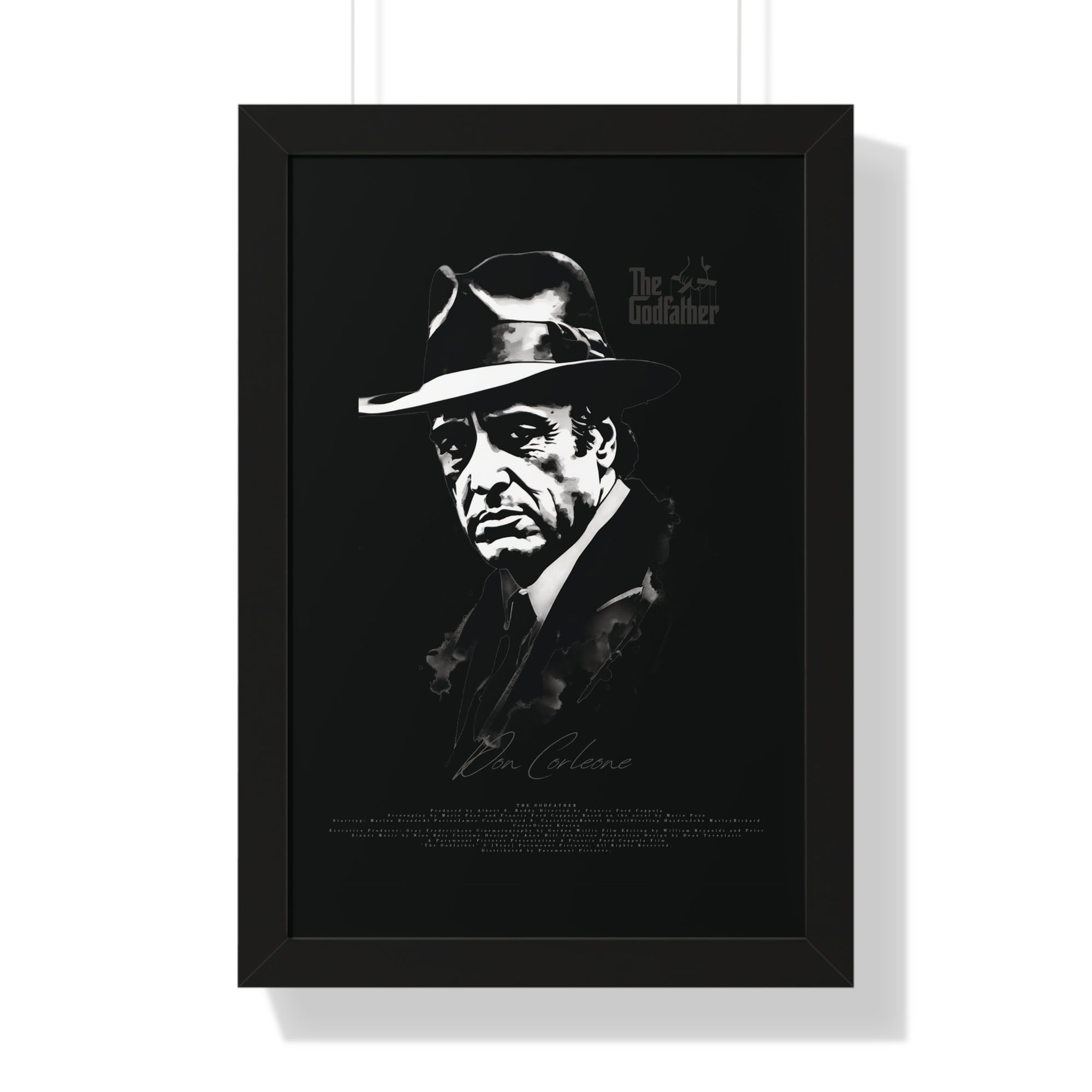 Don Corleone in Black - Framed Vertical Poster
