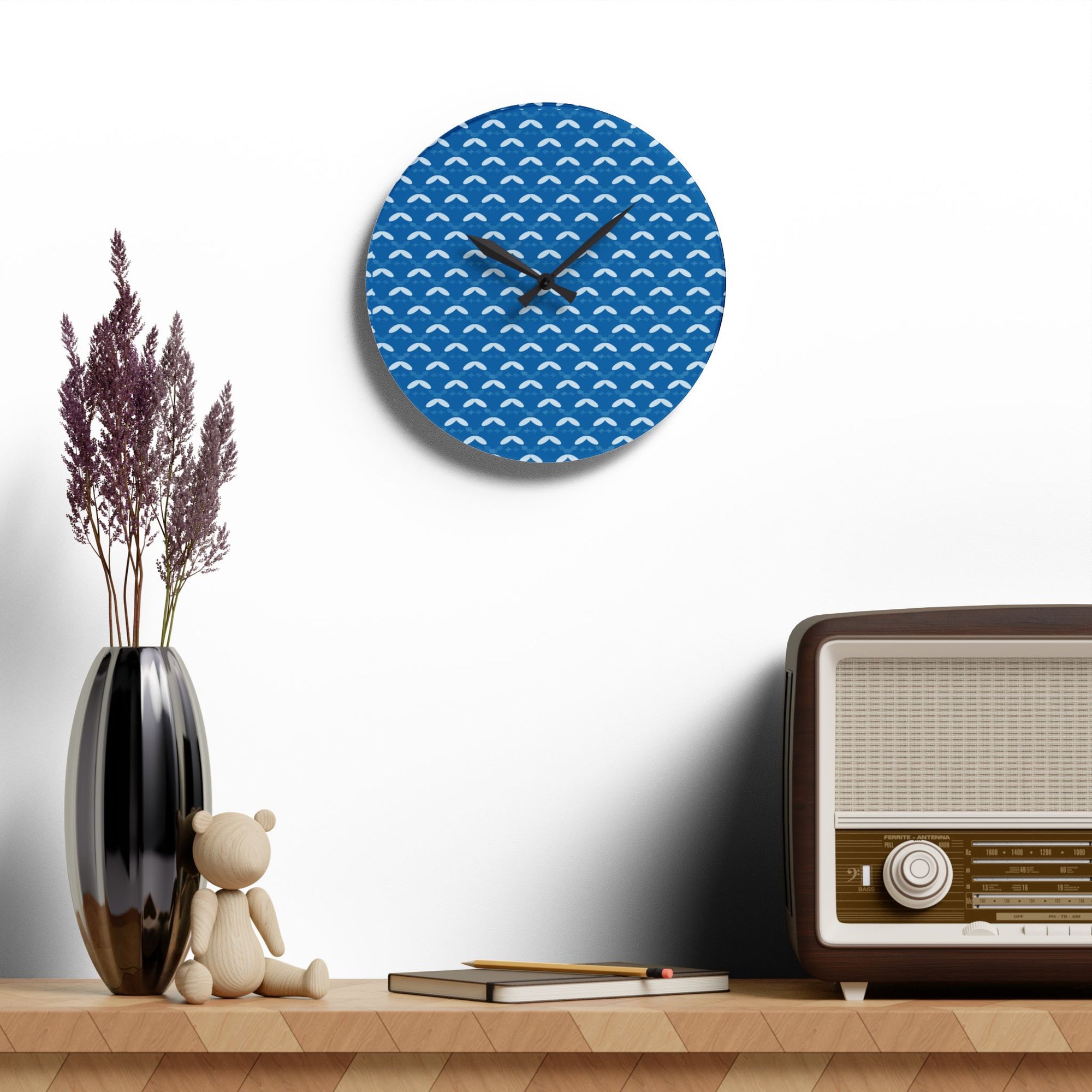 Ocean Waves Acrylic Wall Clock - Modern Coastal Home Decor