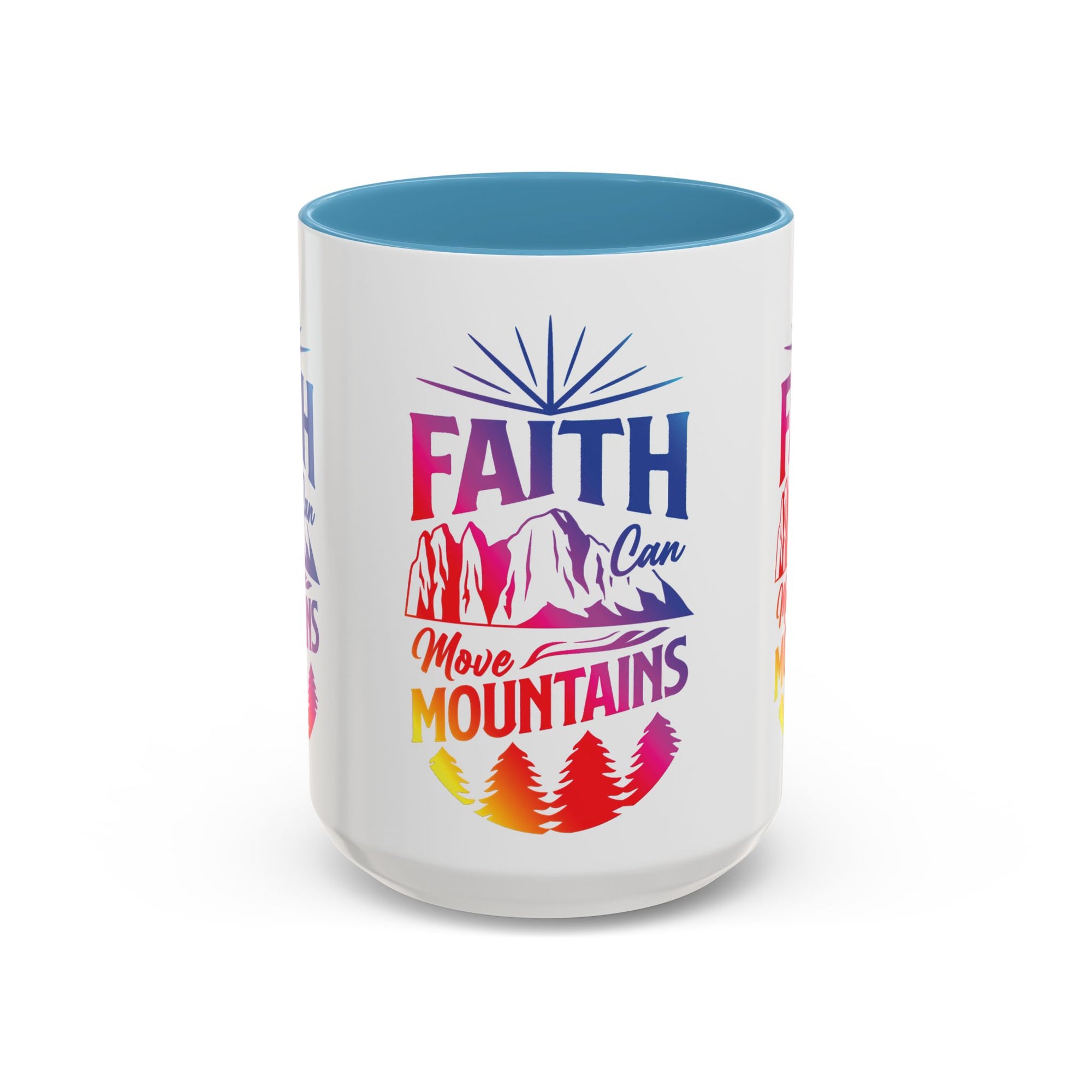 Faith Can Move Mountains Accent Coffee Mug - Inspirational Design