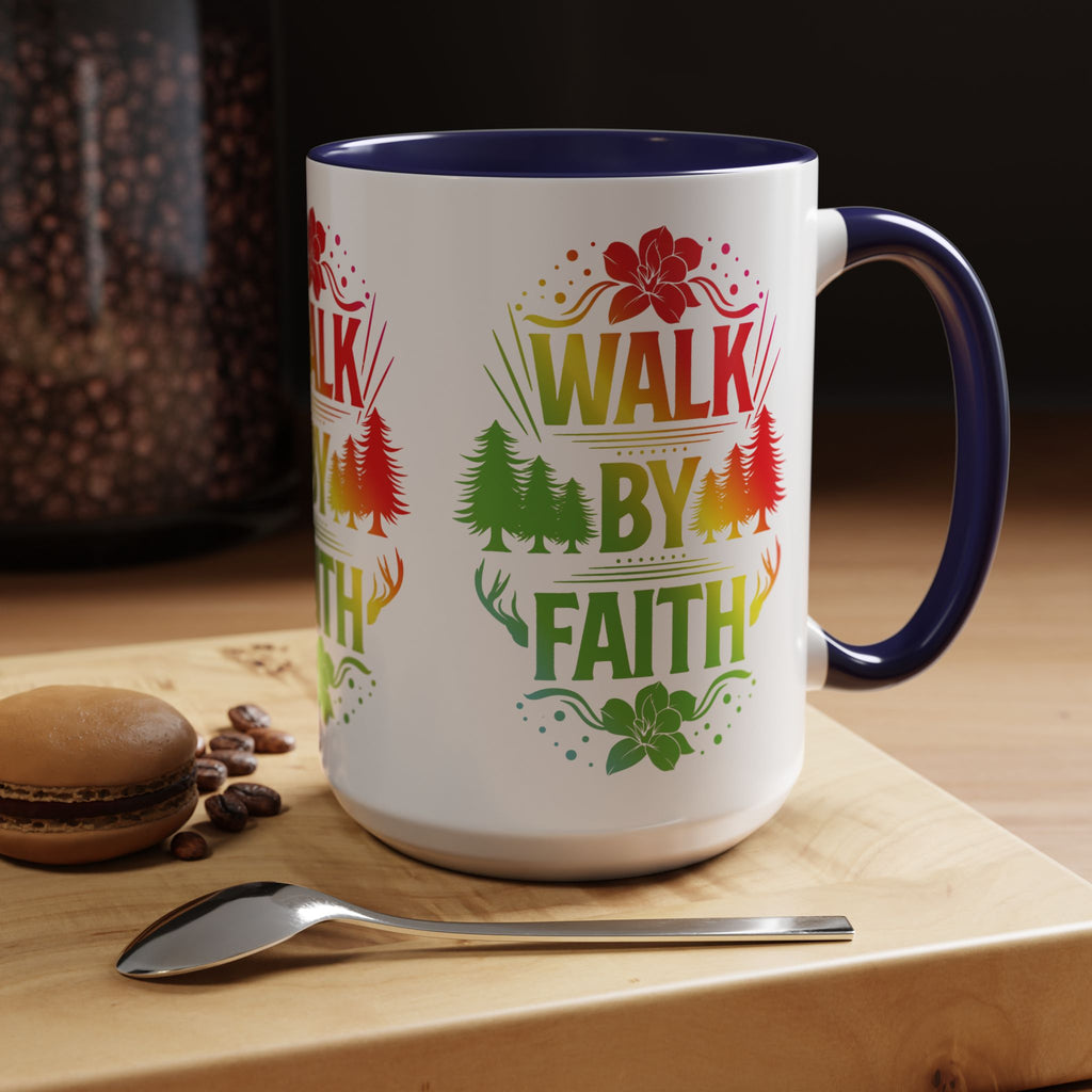 Walk by Faith Accent Coffee Mug - Inspirational Design