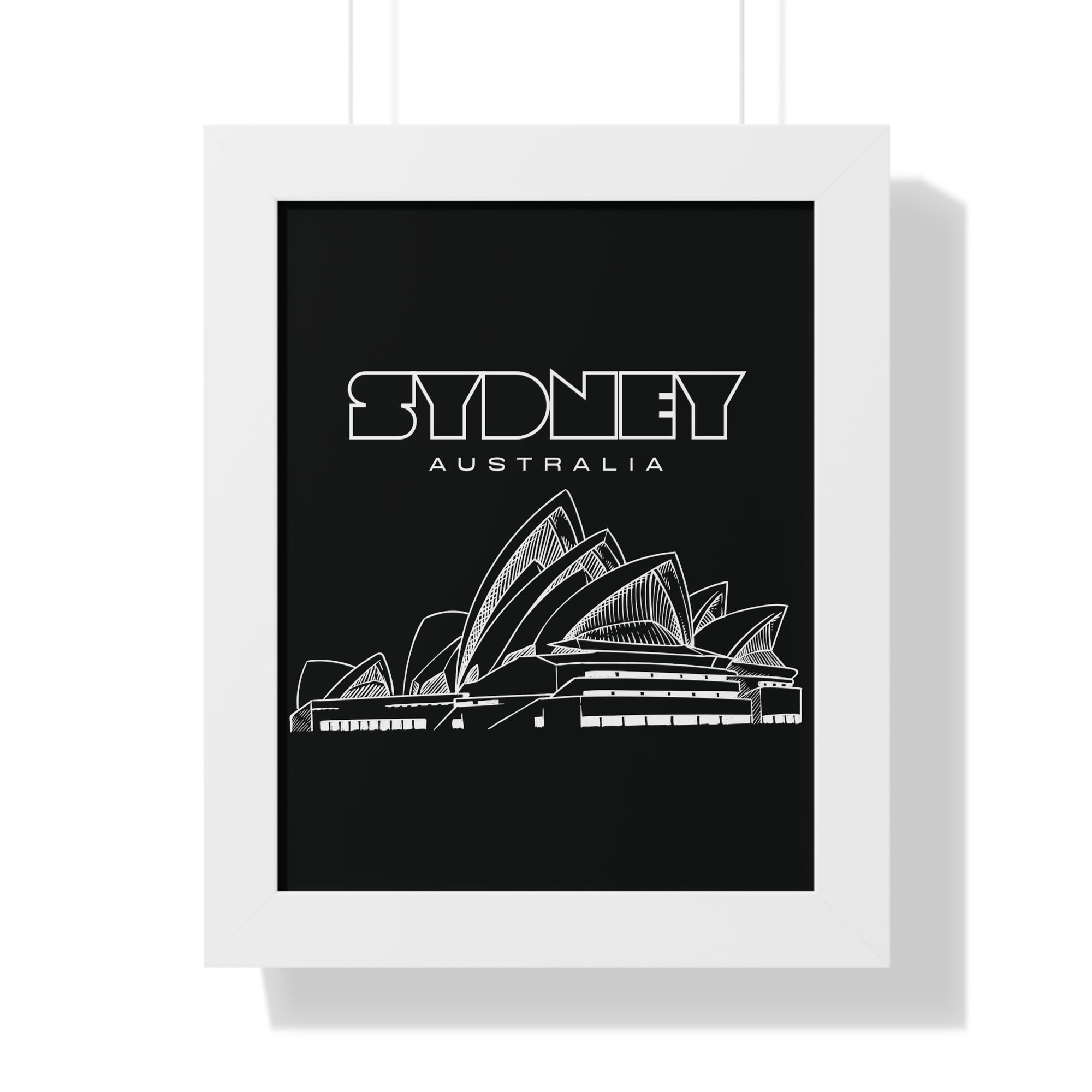 Aesthetic Sydney in Black - Framed Vertical Poster