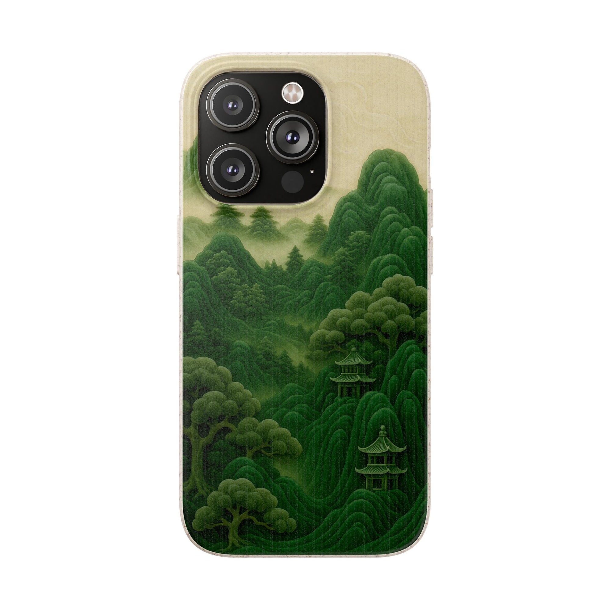 Eco-Friendly Biodegradable Phone Cases with Serene Mountain Landscape Design, Sustainable Gift, Nature Lover Accessory, Green Phone Cover,