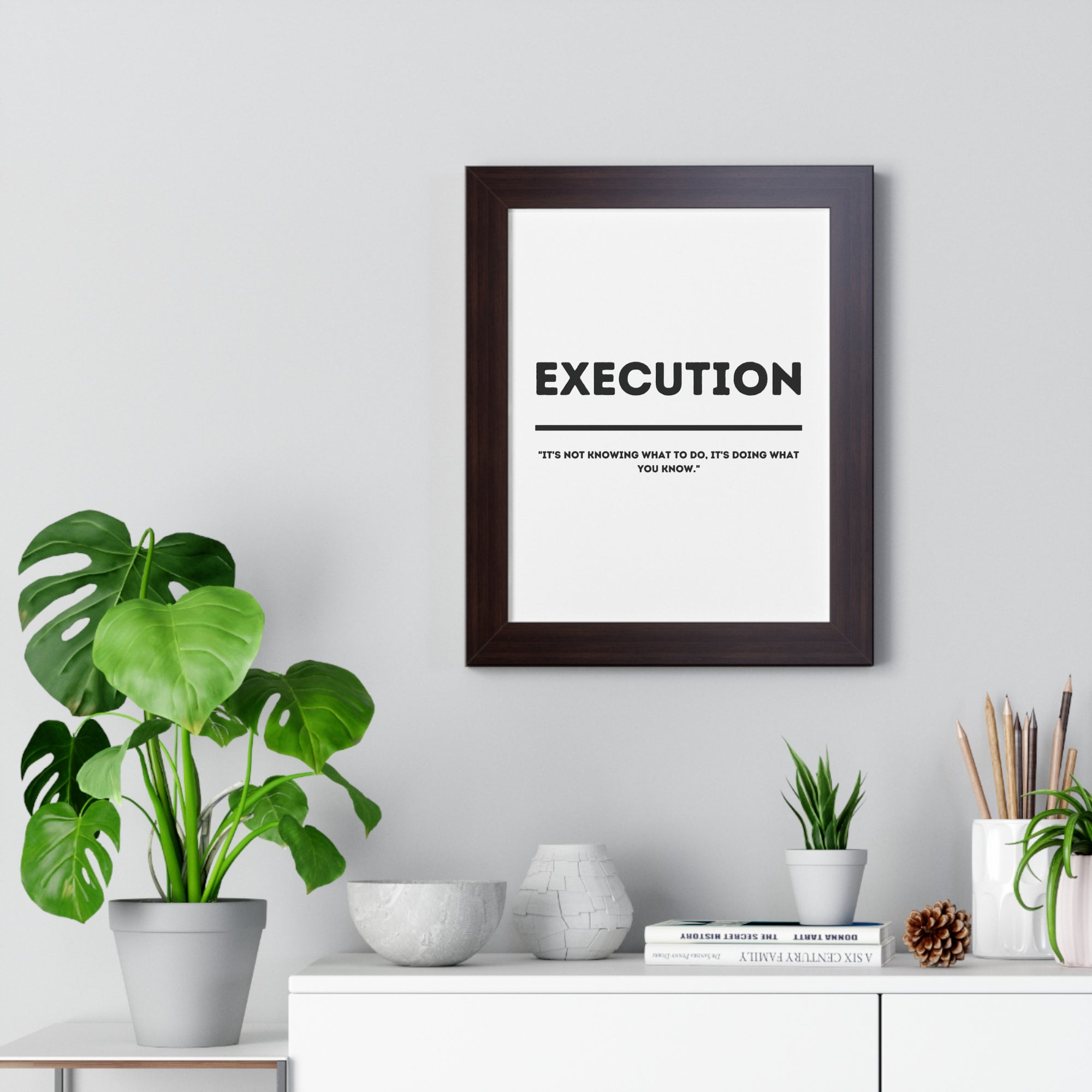 Minimalist in White (Execution) - Framed Vertical Poster