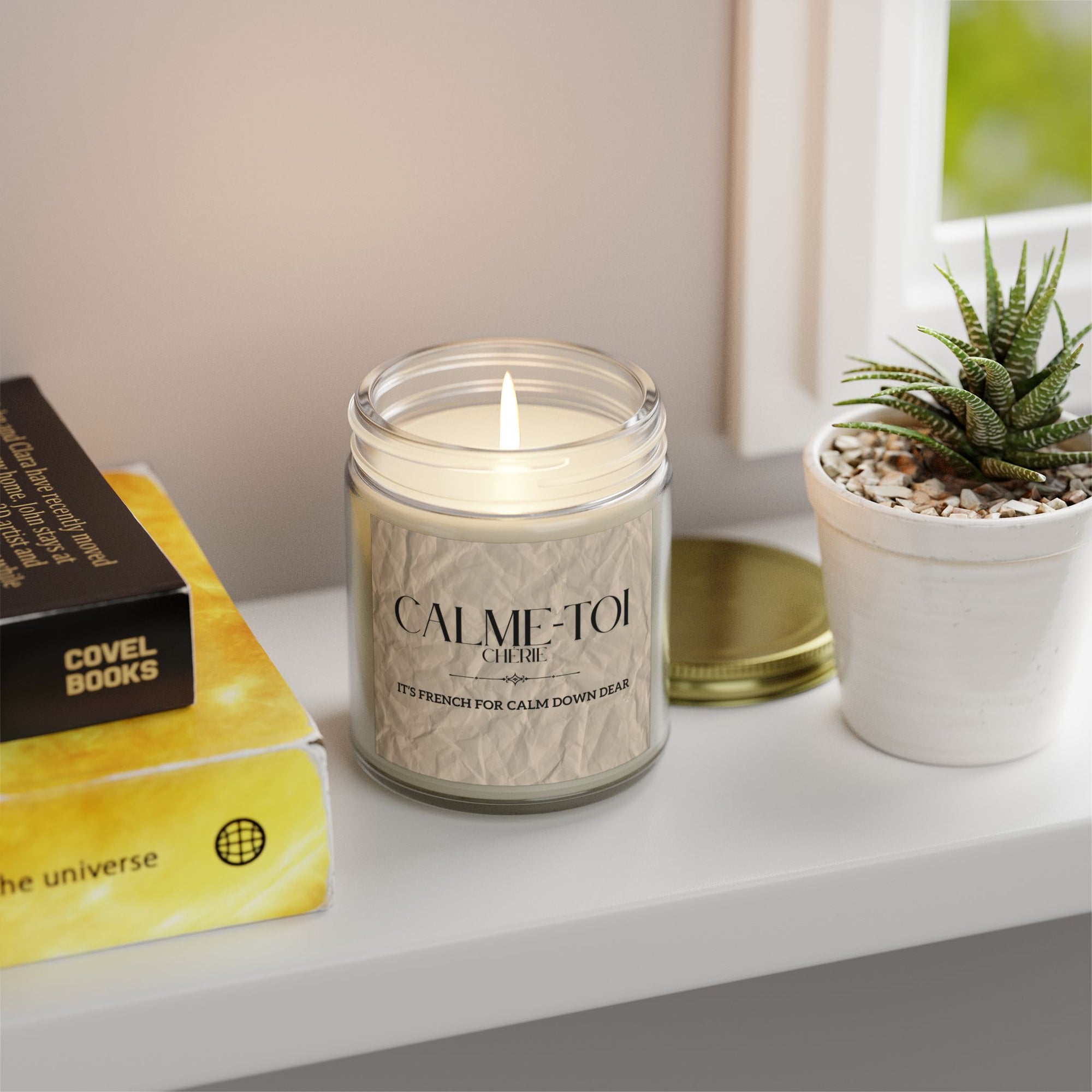 Calm Down Candle | Scented Coconut Apricot Wax, Self-Care Gift, Home Decor, Relaxation, Spa Experience, Mindfulness, Funny Gifts for Better-half
