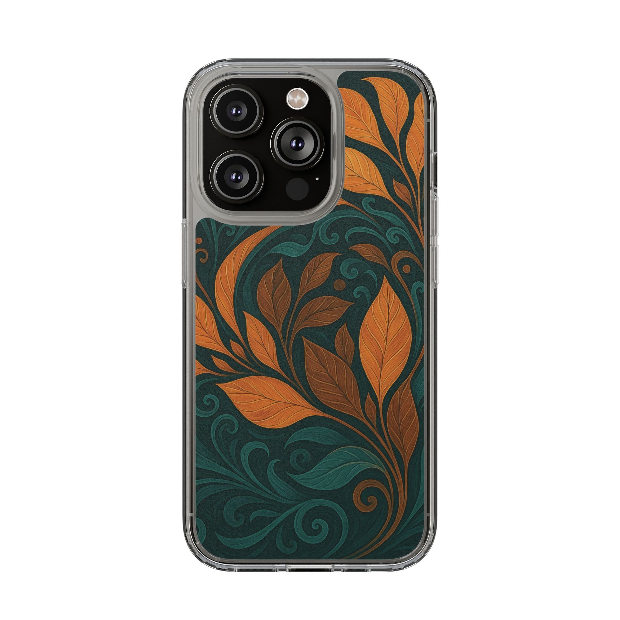 Bohemian Floral Clear Phone Case - Nature Lover's Gift, Botanical Design Phone Cover, Fall Aesthetic, Eco-Friendly Case, Custom Phone