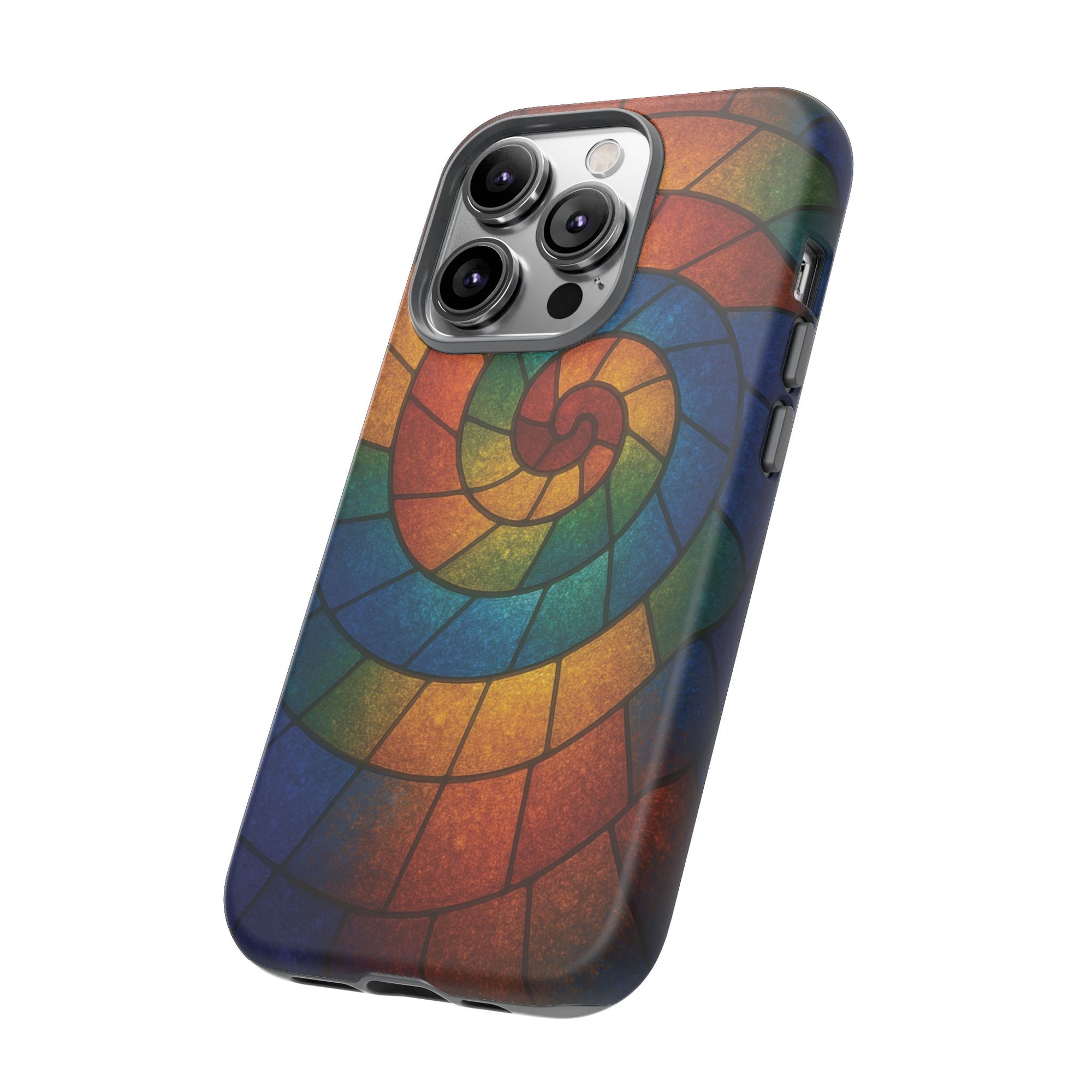 Stained Glass Spiral Colorful Phone Case, Vibrant Tough Phone Protector, Artistic Cell Phone Cover, Trendy Tech Accessories Samsung Galaxy S series and Apple iPhone series