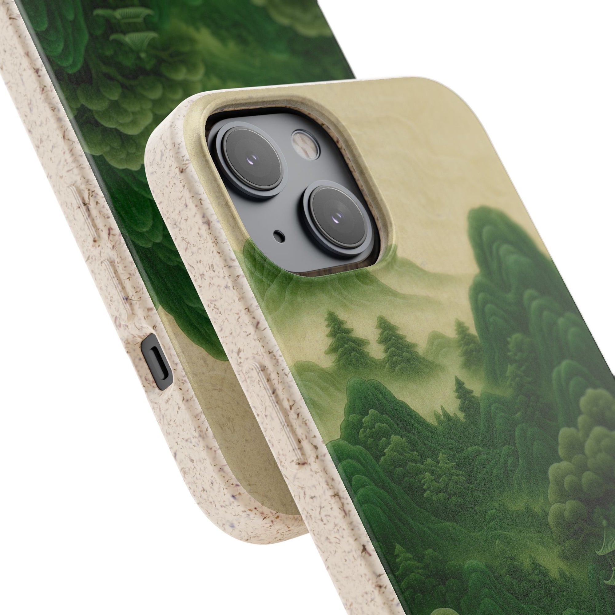 Eco-Friendly Biodegradable Phone Cases with Serene Mountain Landscape Design, Sustainable Gift, Nature Lover Accessory, Green Phone Cover,