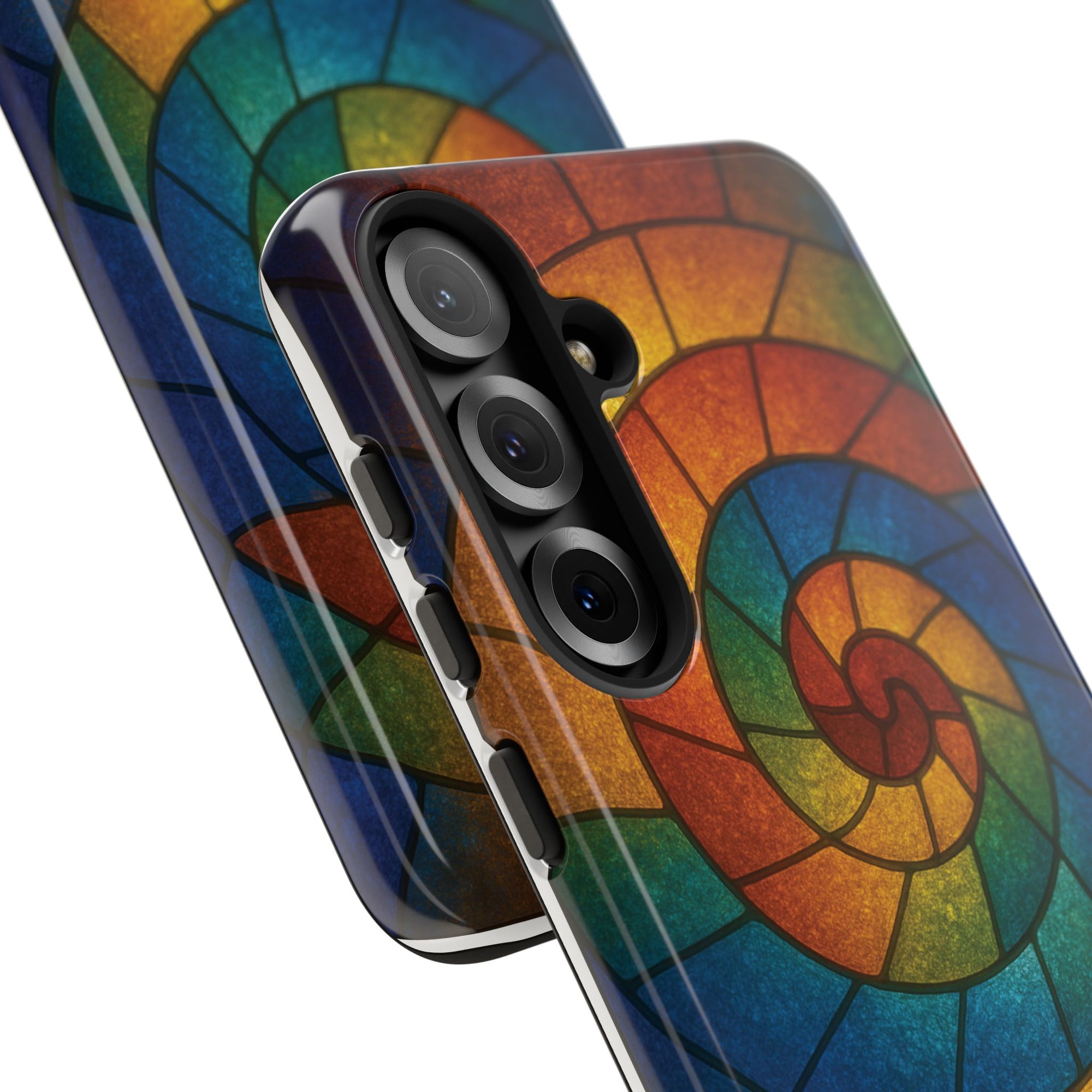 Stained Glass Spiral Colorful Phone Case, Vibrant Tough Phone Protector, Artistic Cell Phone Cover, Trendy Tech Accessories Samsung Galaxy S series and Apple iPhone series