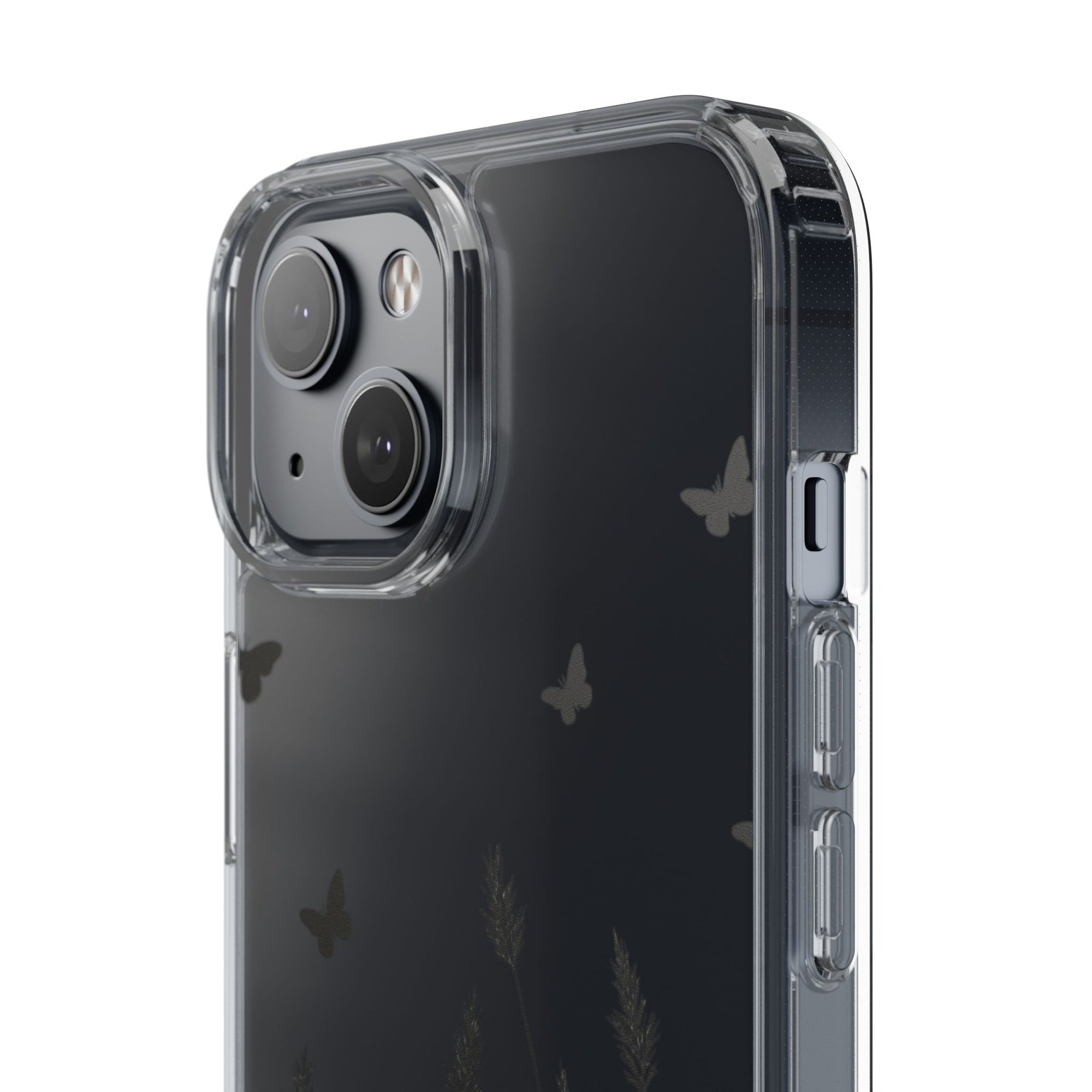 Stylish Clear Phone Case with Butterfly and Grass Design, Aesthetic Phone Cover, Nature-Inspired Gift, Transparent Case, Gift for Nature