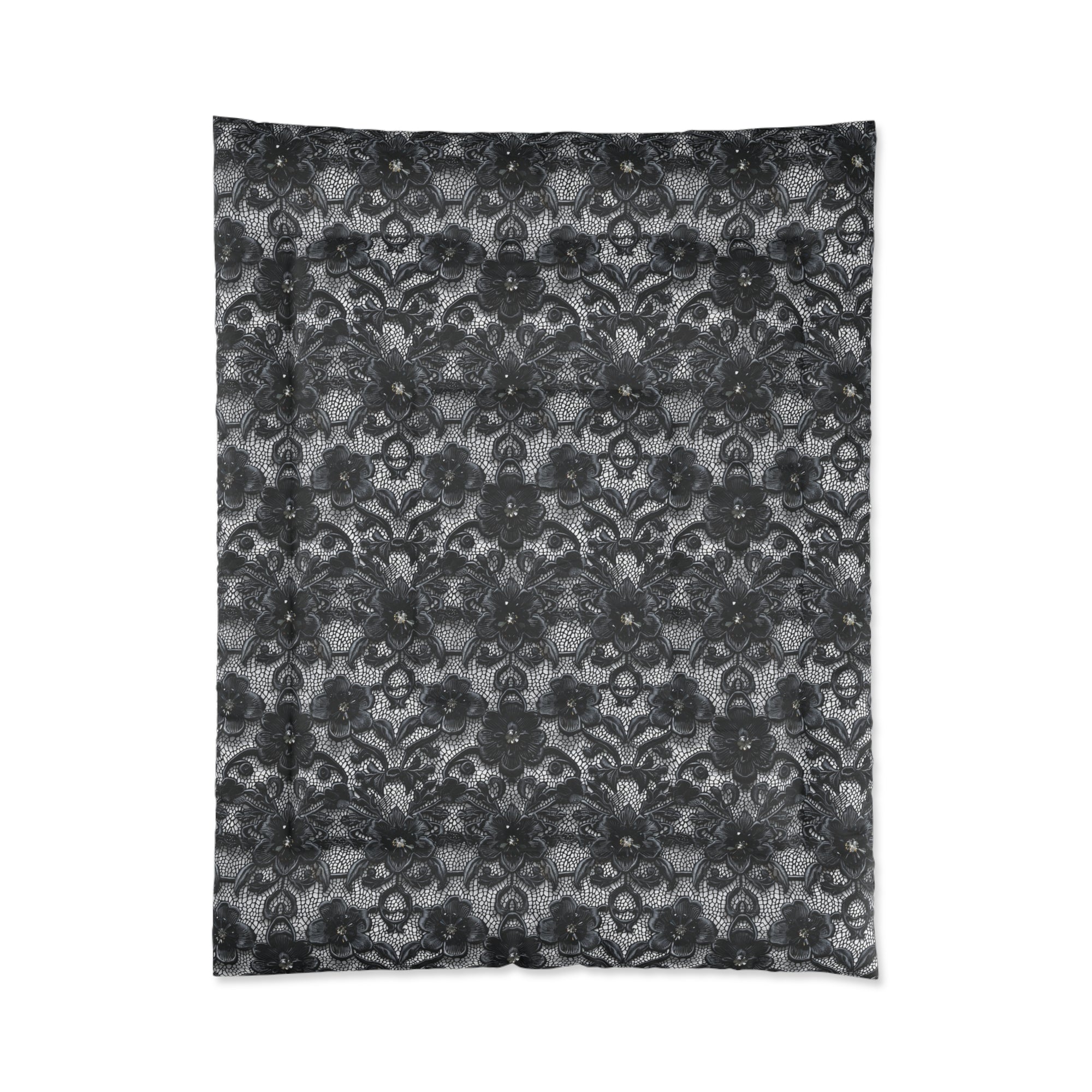 Elegant Black Floral Comforter - Cozy Bedding for Modern Bedrooms