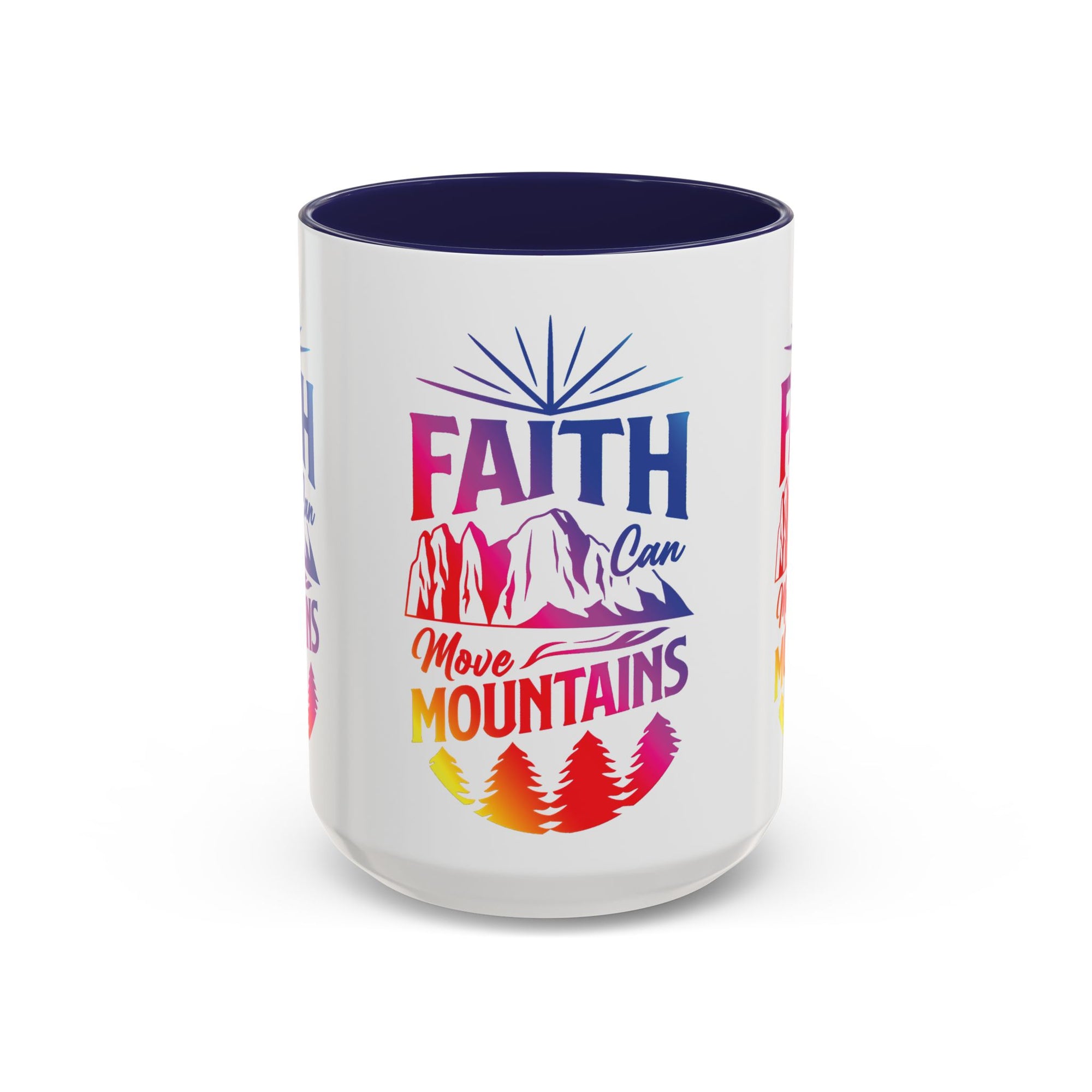 Faith Can Move Mountains Accent Coffee Mug - Inspirational Design
