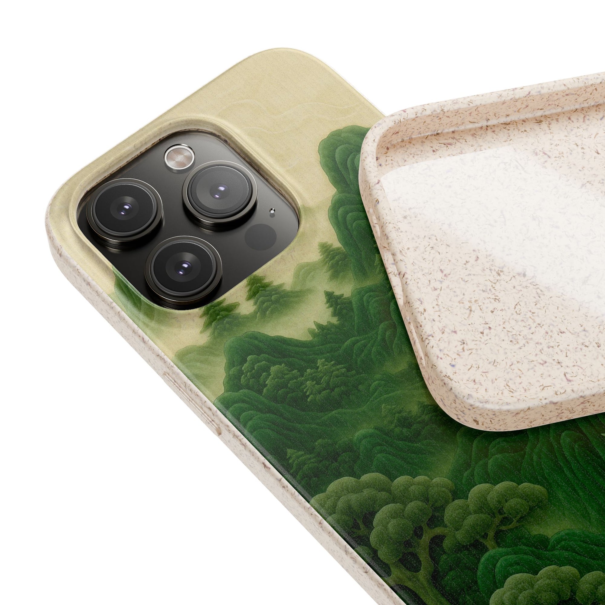 Eco-Friendly Biodegradable Phone Cases with Serene Mountain Landscape Design, Sustainable Gift, Nature Lover Accessory, Green Phone Cover,