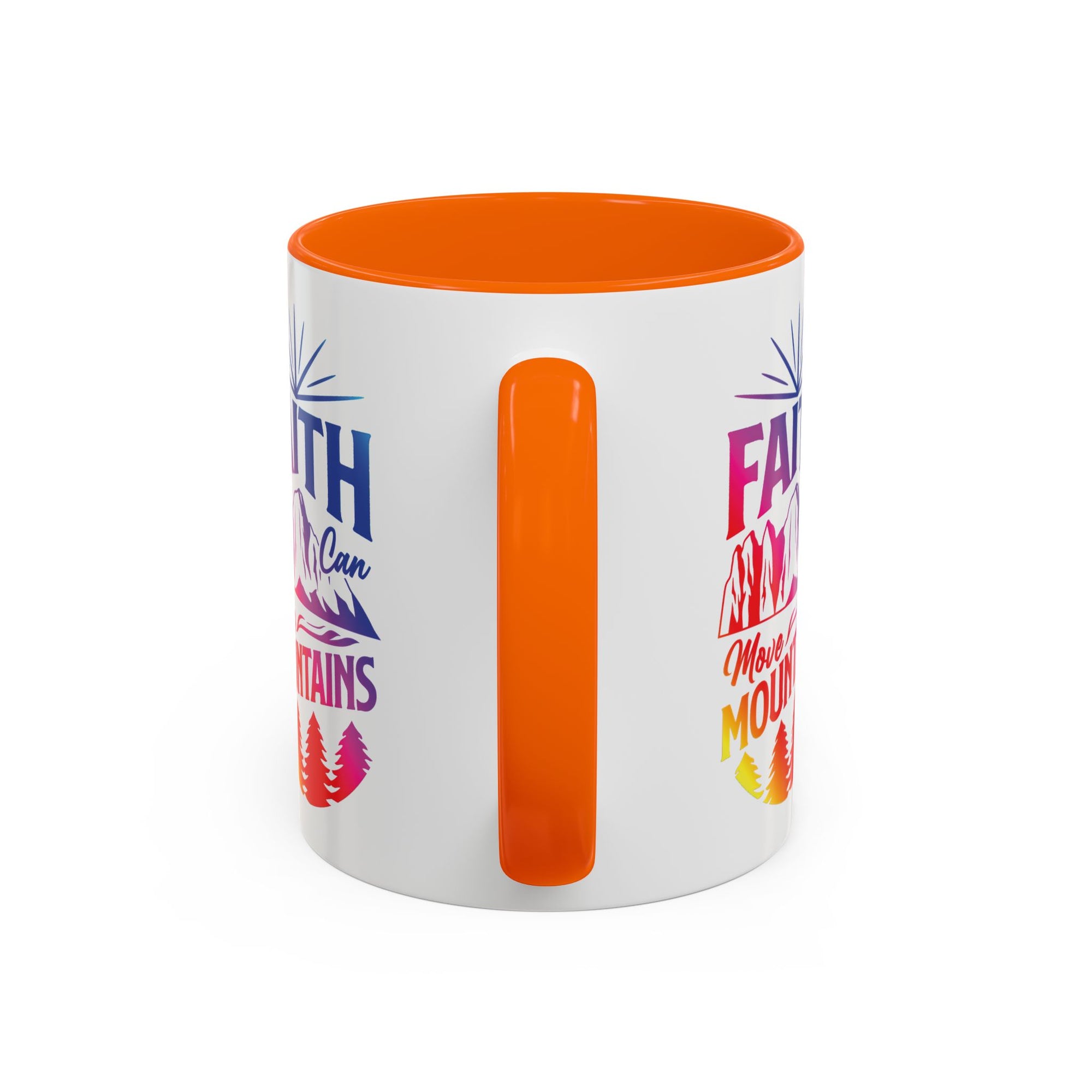 Faith Can Move Mountains Accent Coffee Mug - Inspirational Design