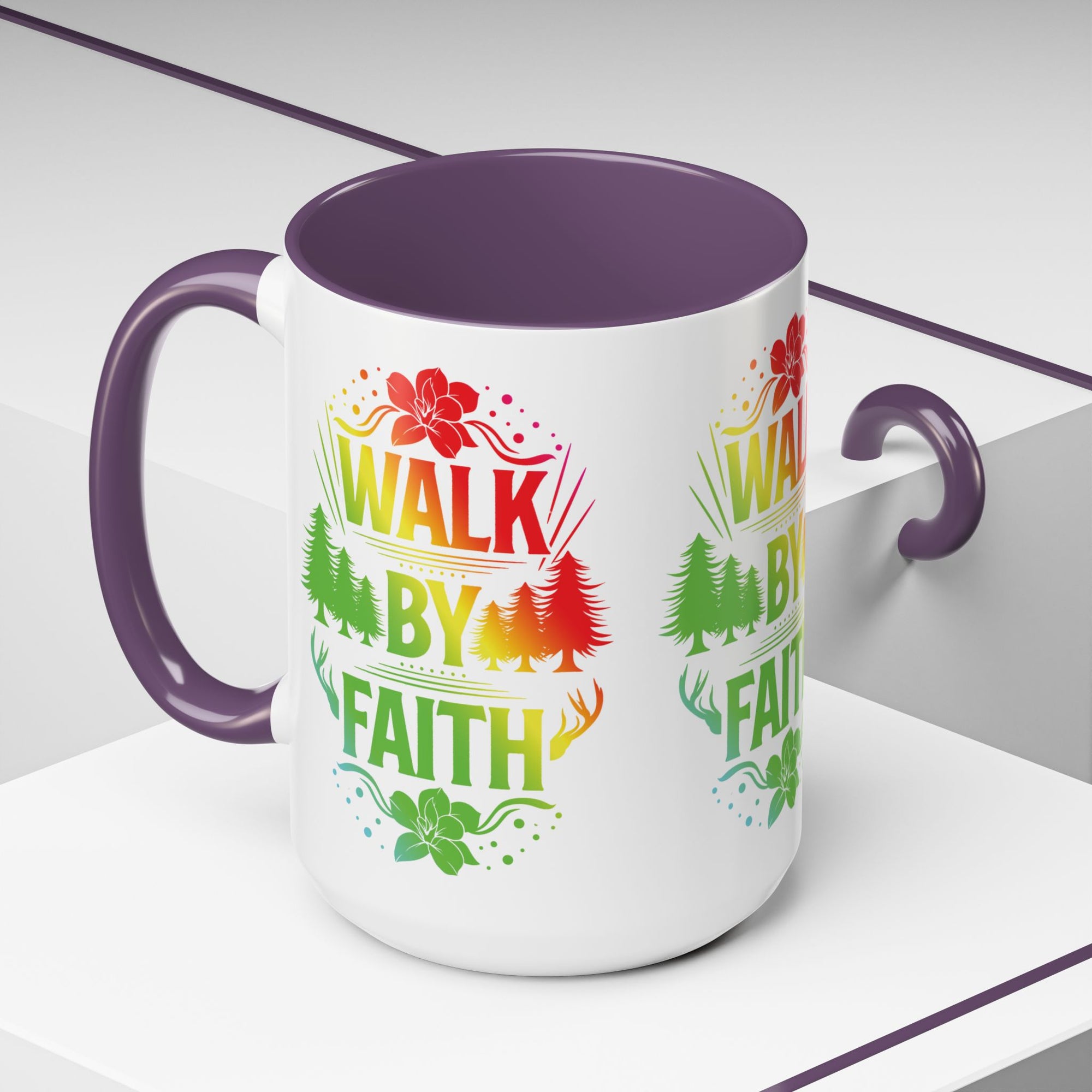Walk by Faith Accent Coffee Mug - Inspirational Design