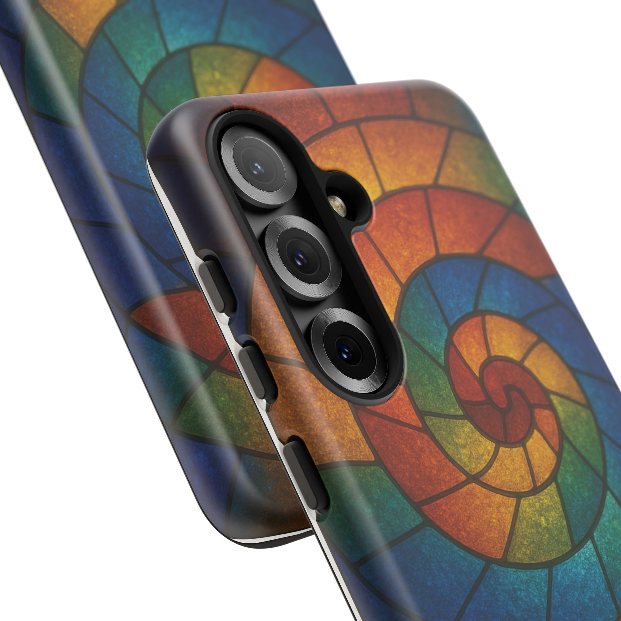 Stained Glass Spiral Colorful Phone Case, Vibrant Tough Phone Protector, Artistic Cell Phone Cover, Trendy Tech Accessories Samsung Galaxy S series and Apple iPhone series