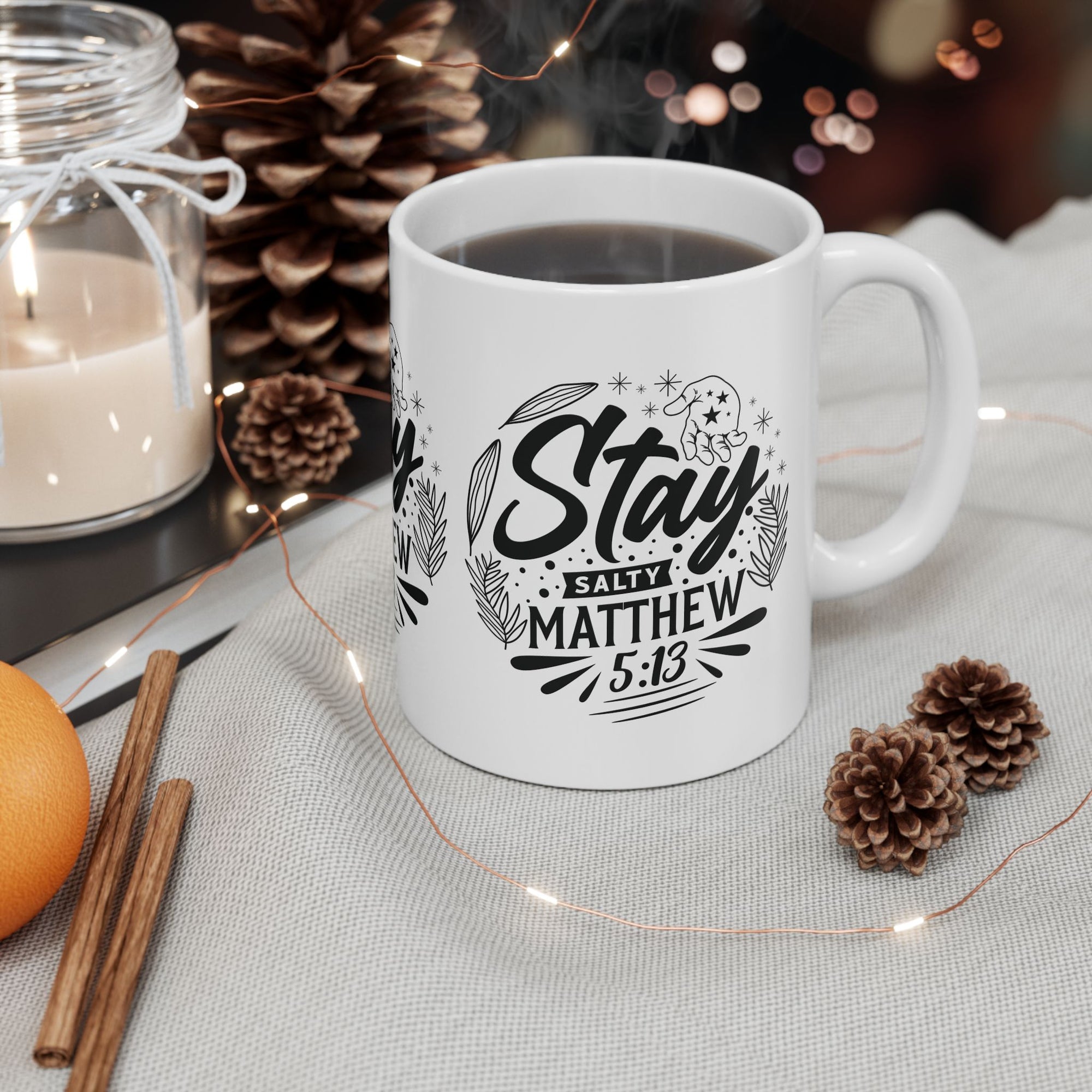 Inspirational Ceramic Mug - "Stay salty Matthew" - Perfect for Daily Motivation & Gift Giving