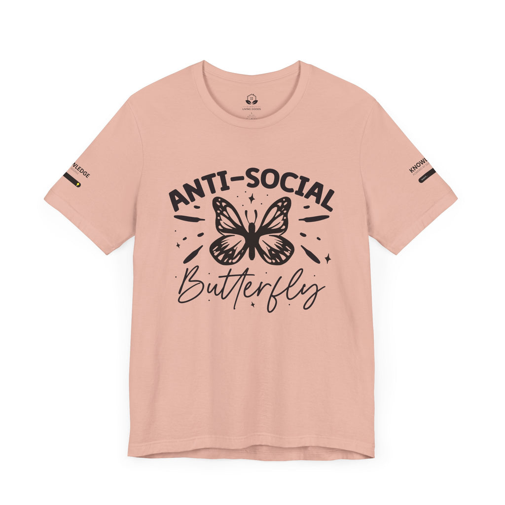 Unisex Jersey Tee with 'Anti-Social Butterfly' Quote - Perfect for Everyday Wear