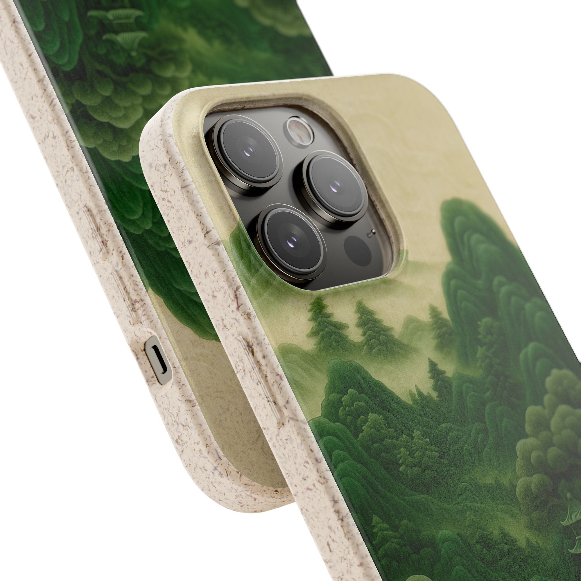 Eco-Friendly Biodegradable Phone Cases with Serene Mountain Landscape Design, Sustainable Gift, Nature Lover Accessory, Green Phone Cover,