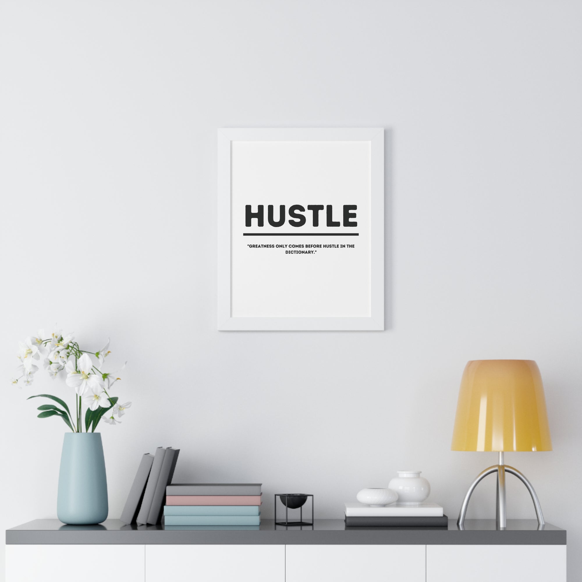 Minimalist in White (Hustle) - Framed Vertical Poster