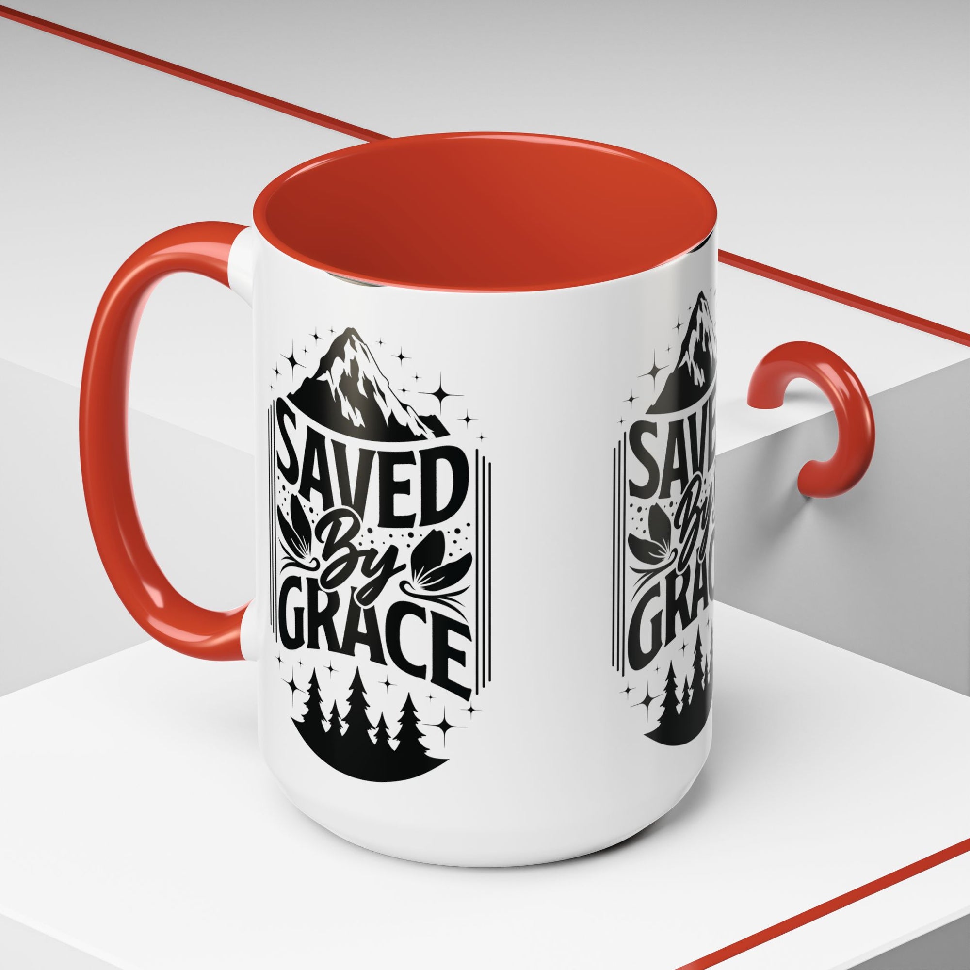 Saved by Grace Accent Coffee Mug - Inspirational Design