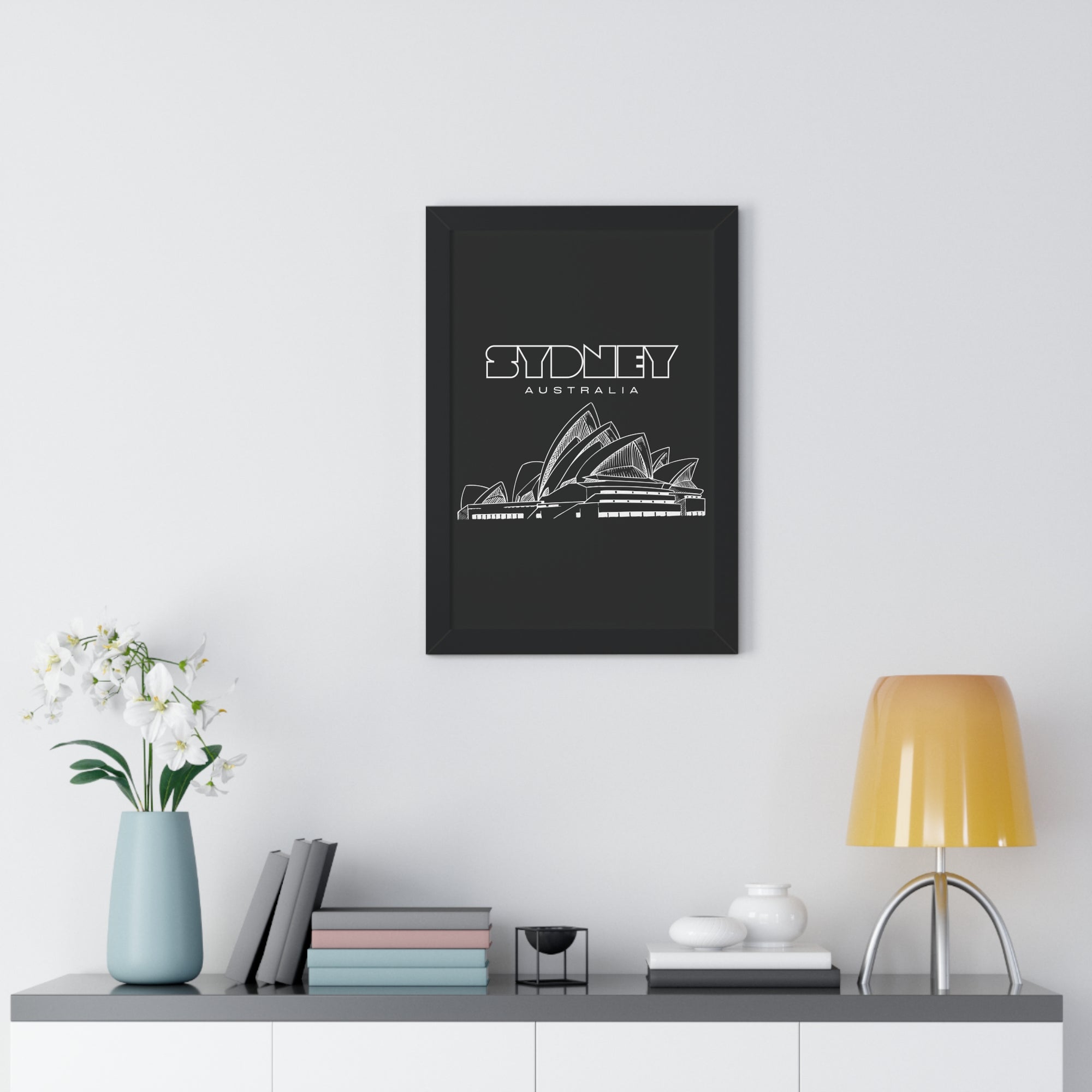 Aesthetic Sydney in Black - Framed Vertical Poster