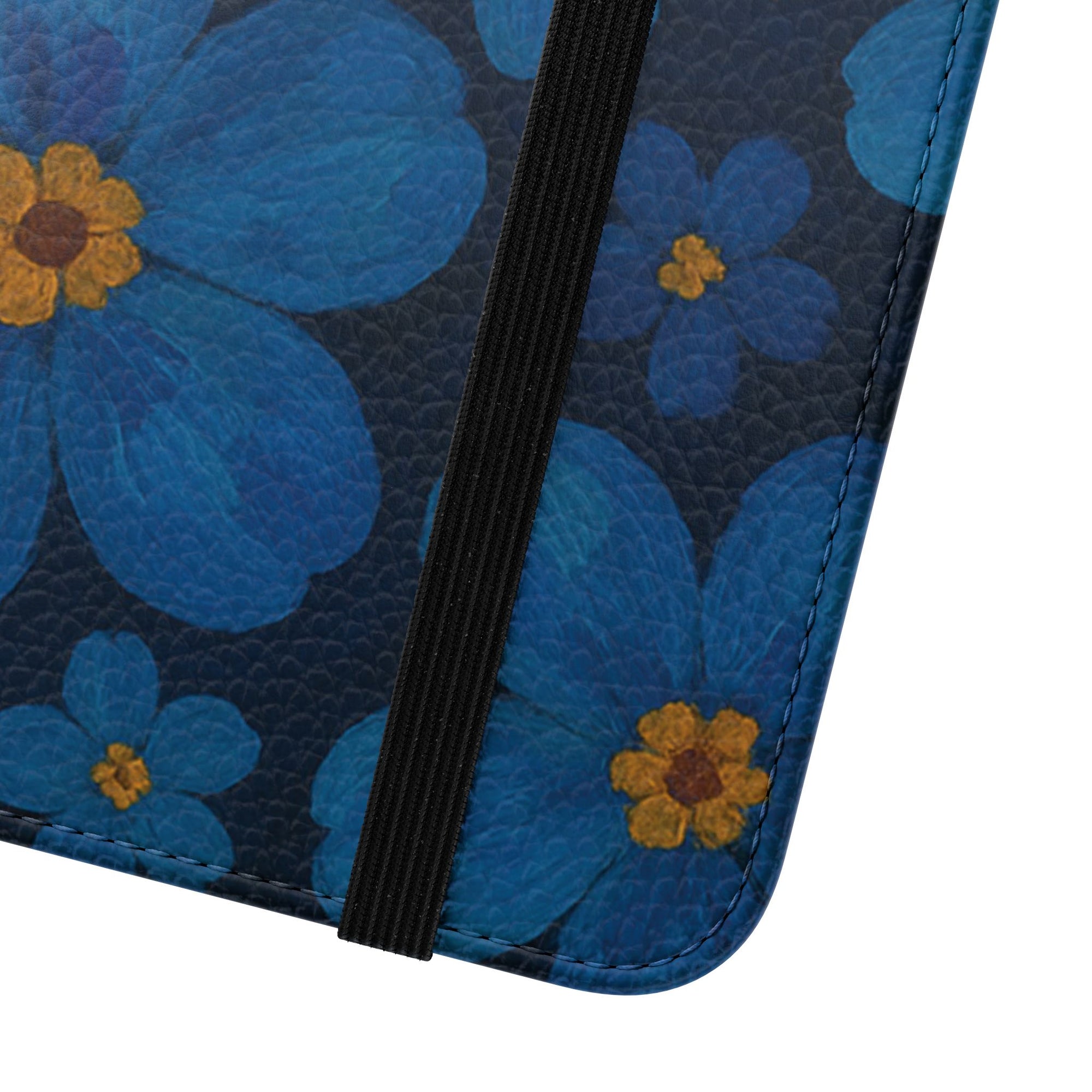 Floral Flip Phone Case - Elegant Blue Flower Design, Phone Accessory, Gift for Her, Trendy Organizer, Birthday, Mother's Day