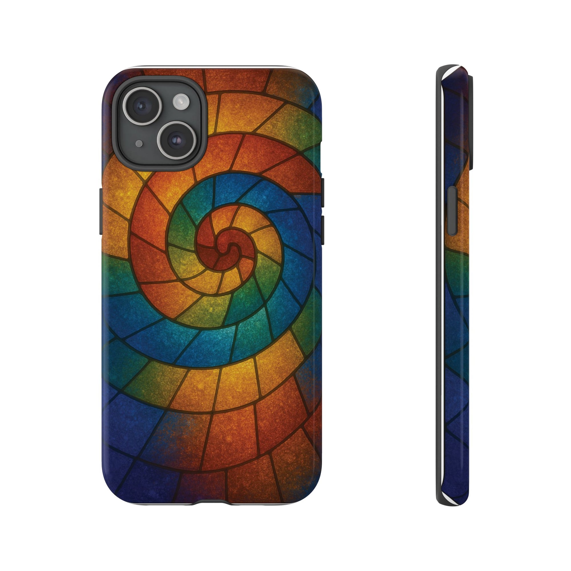 Stained Glass Spiral Colorful Phone Case, Vibrant Tough Phone Protector, Artistic Cell Phone Cover, Trendy Tech Accessories Samsung Galaxy S series and Apple iPhone series
