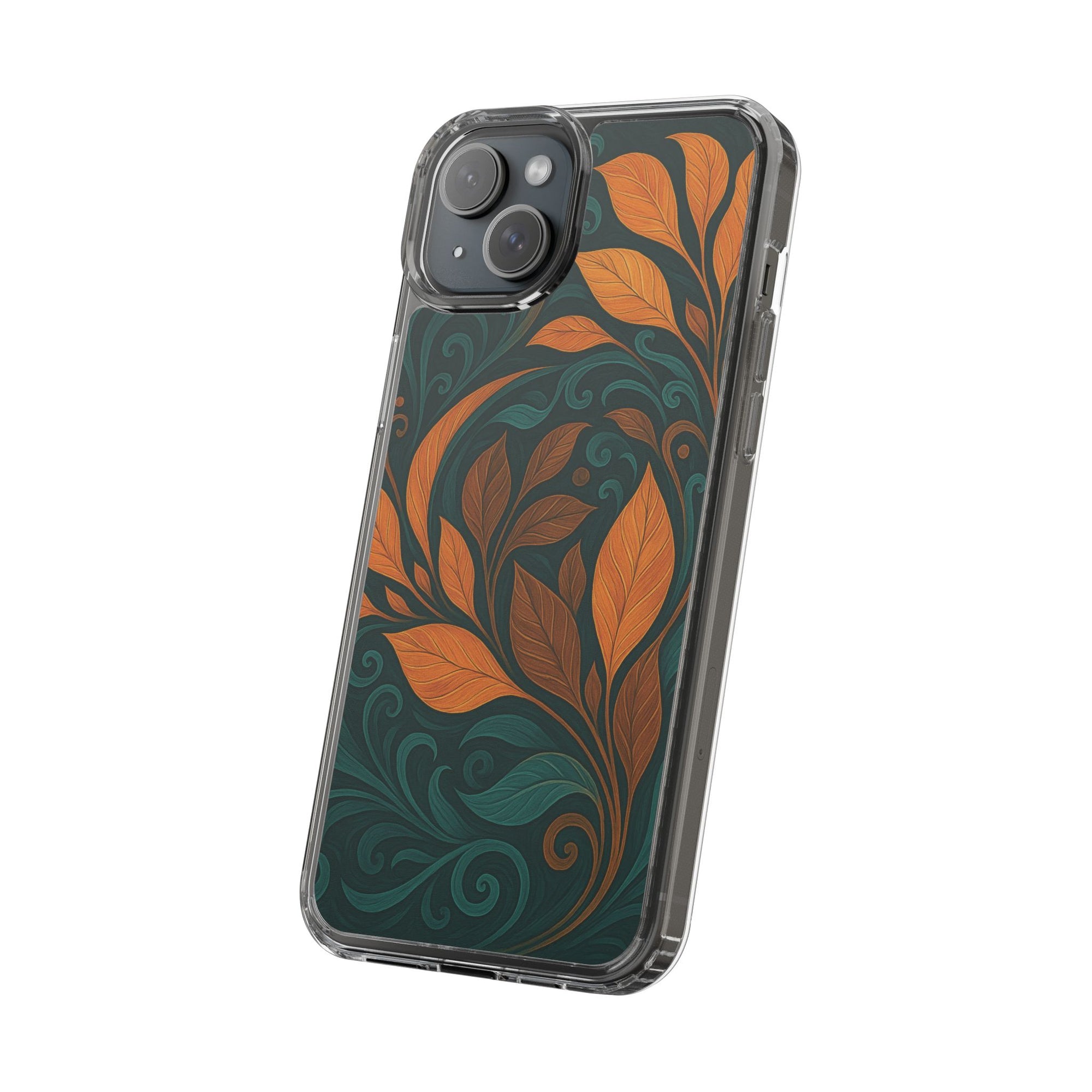 Bohemian Floral Clear Phone Case - Nature Lover's Gift, Botanical Design Phone Cover, Fall Aesthetic, Eco-Friendly Case, Custom Phone