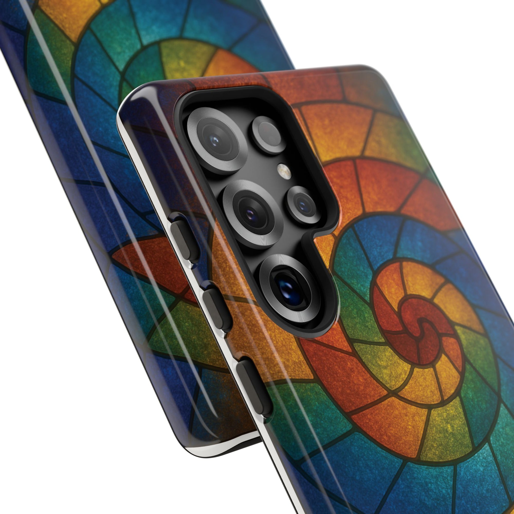 Stained Glass Spiral Colorful Phone Case, Vibrant Tough Phone Protector, Artistic Cell Phone Cover, Trendy Tech Accessories Samsung Galaxy S series and Apple iPhone series