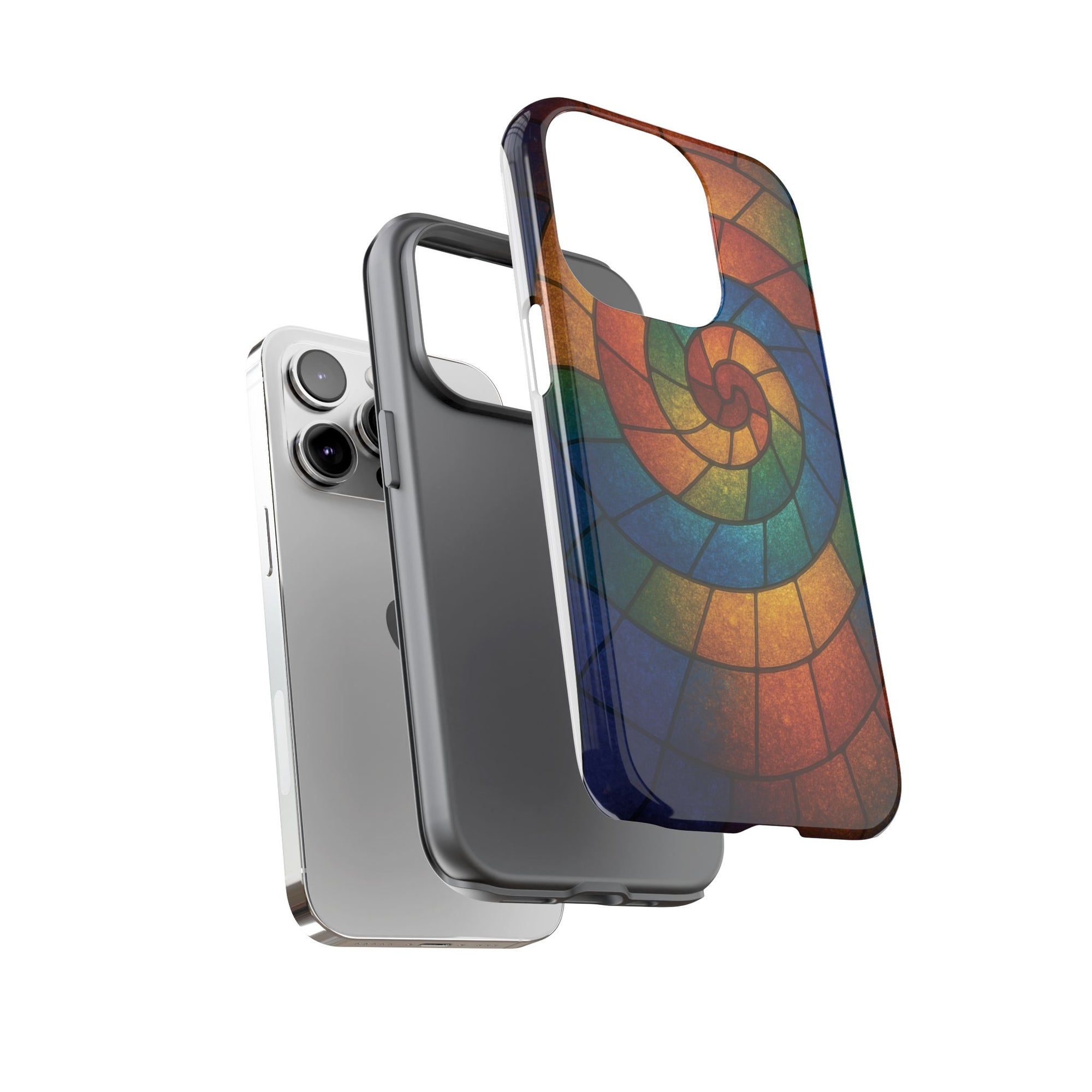 Stained Glass Spiral Colorful Phone Case, Vibrant Tough Phone Protector, Artistic Cell Phone Cover, Trendy Tech Accessories Samsung Galaxy S series and Apple iPhone series