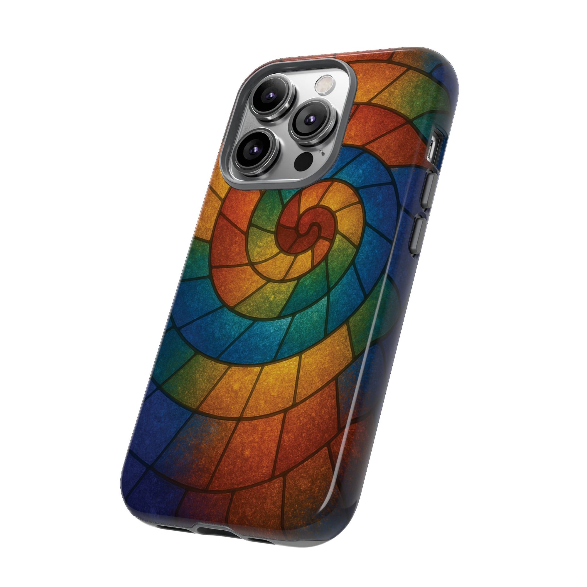 Stained Glass Spiral Colorful Phone Case, Vibrant Tough Phone Protector, Artistic Cell Phone Cover, Trendy Tech Accessories Samsung Galaxy S series and Apple iPhone series