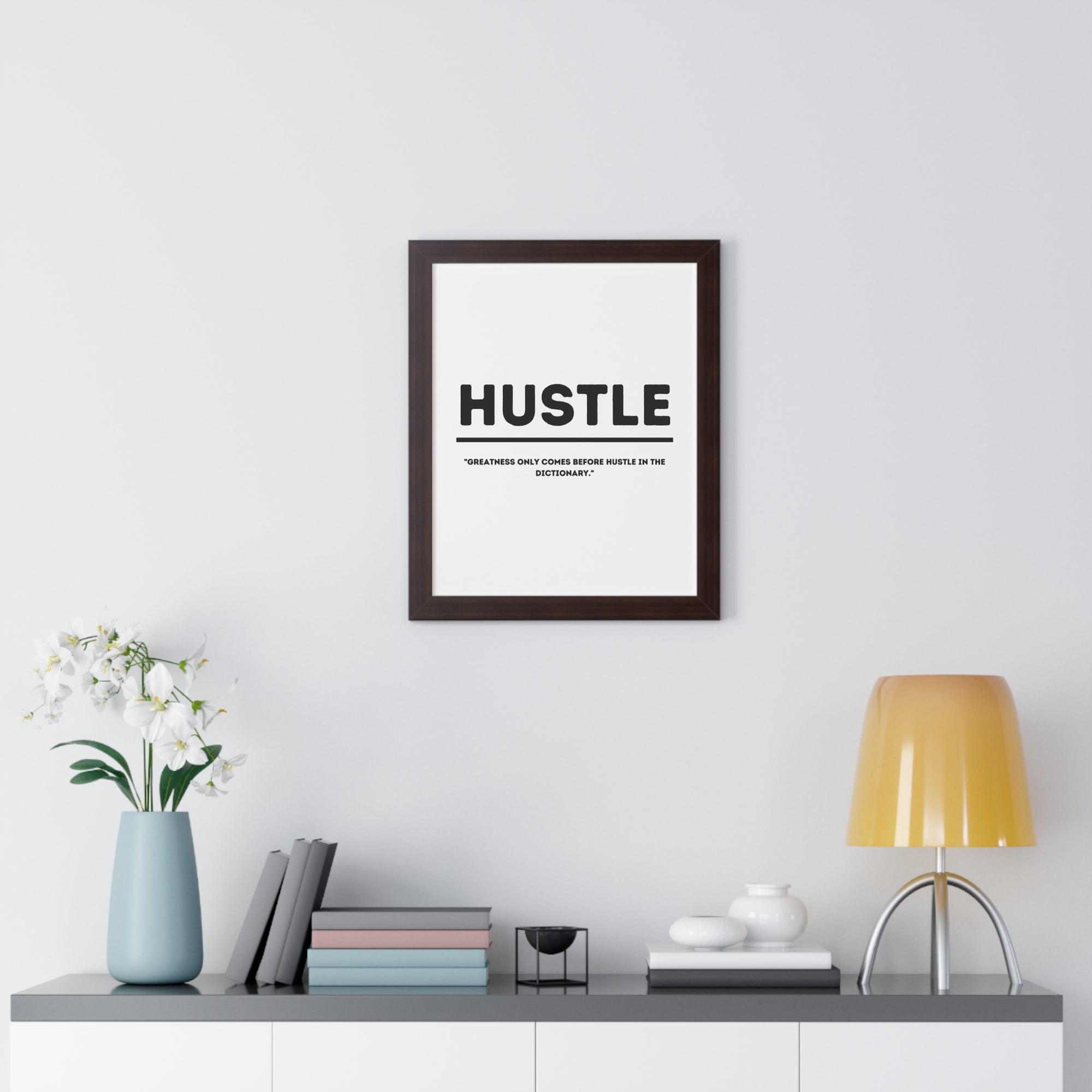 Minimalist in White (Hustle) - Framed Vertical Poster