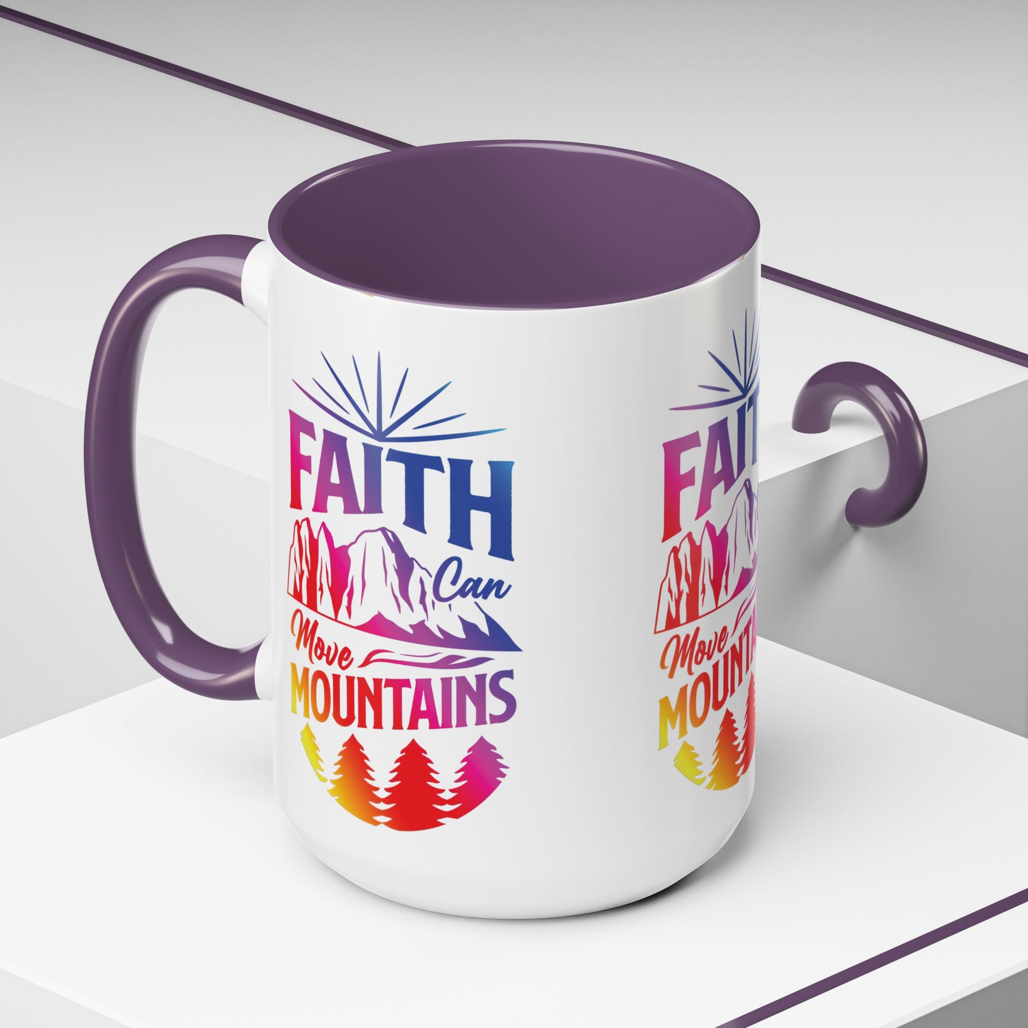 Faith Can Move Mountains Accent Coffee Mug - Inspirational Design