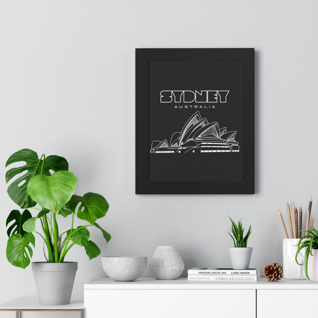 Aesthetic Sydney in Black - Framed Vertical Poster