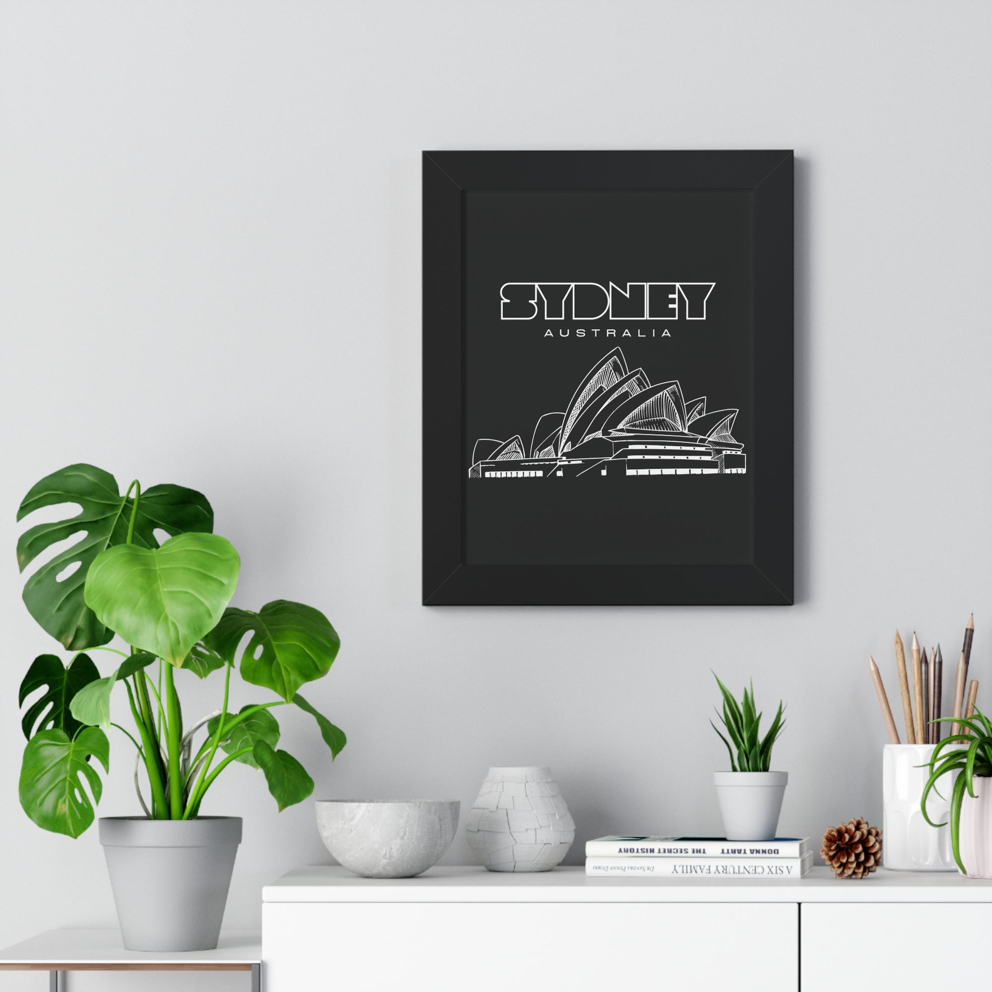 Aesthetic Sydney in Black - Framed Vertical Poster