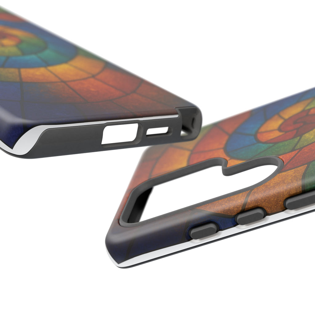 Stained Glass Spiral Colorful Phone Case, Vibrant Tough Phone Protector, Artistic Cell Phone Cover, Trendy Tech Accessories Samsung Galaxy S series and Apple iPhone series
