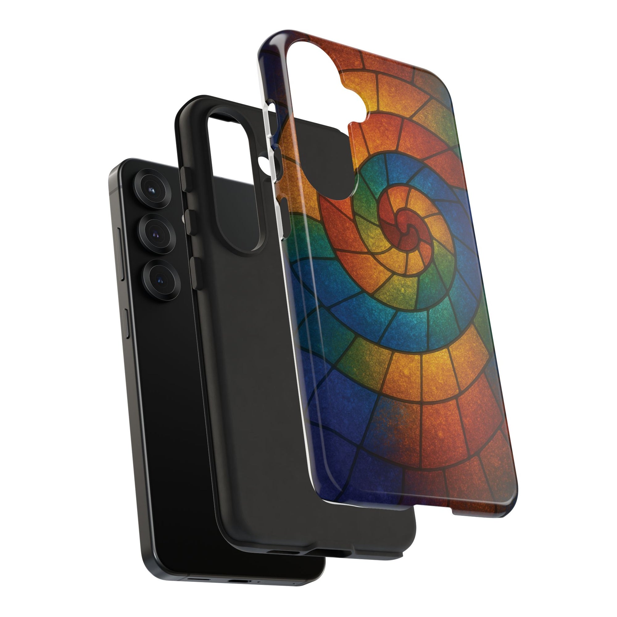 Stained Glass Spiral Colorful Phone Case, Vibrant Tough Phone Protector, Artistic Cell Phone Cover, Trendy Tech Accessories Samsung Galaxy S series and Apple iPhone series