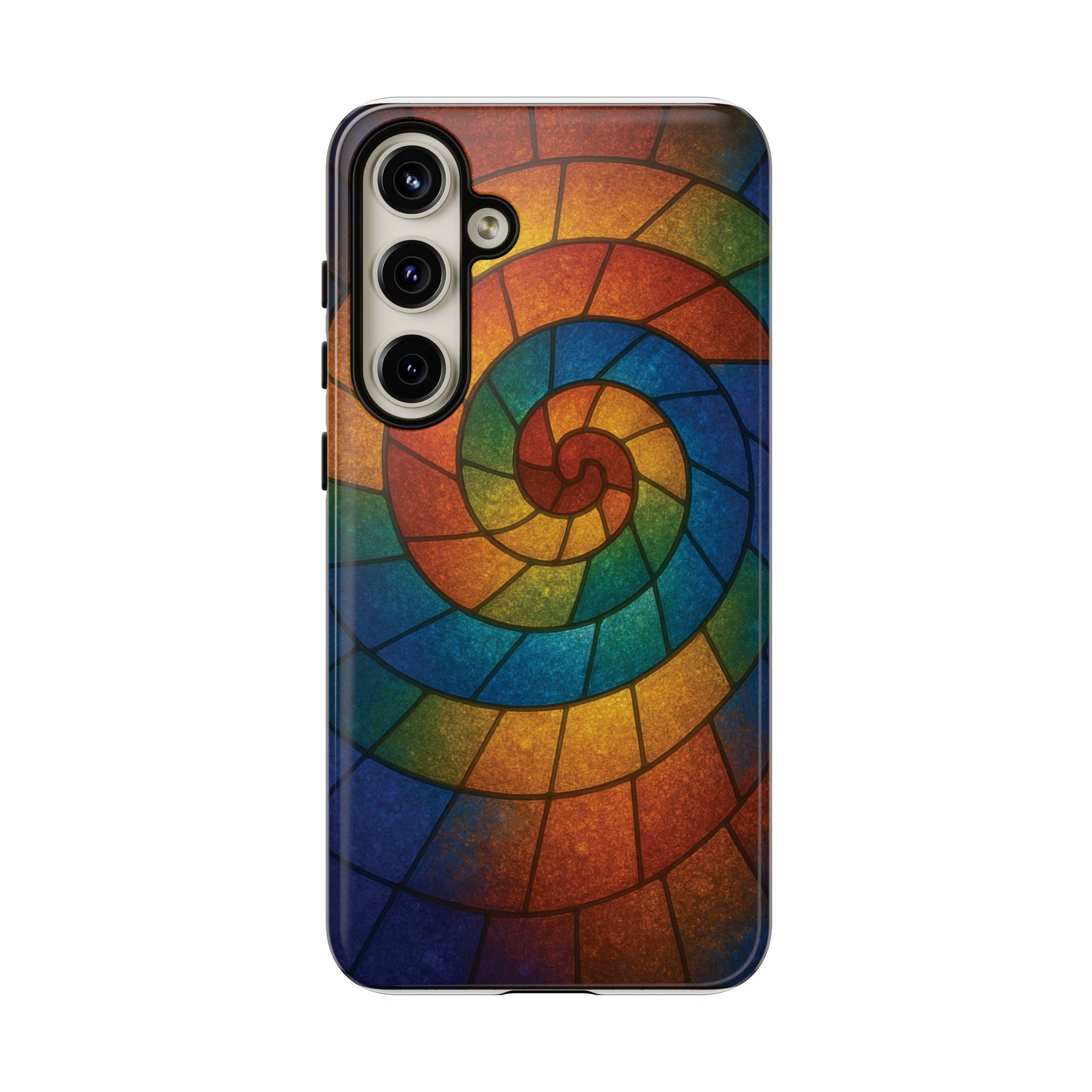 Stained Glass Spiral Colorful Phone Case, Vibrant Tough Phone Protector, Artistic Cell Phone Cover, Trendy Tech Accessories Samsung Galaxy S series and Apple iPhone series