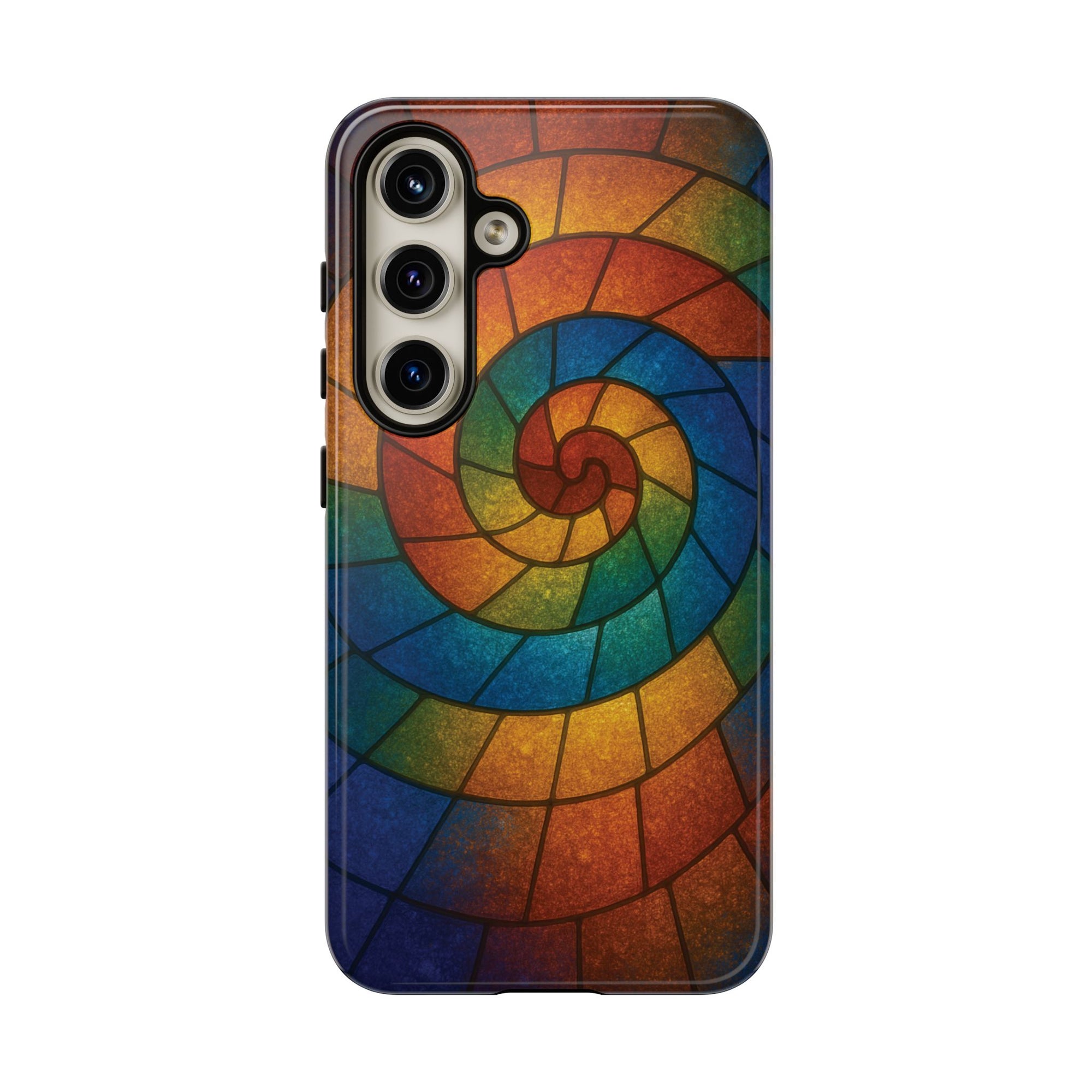 Stained Glass Spiral Colorful Phone Case, Vibrant Tough Phone Protector, Artistic Cell Phone Cover, Trendy Tech Accessories Samsung Galaxy S series and Apple iPhone series