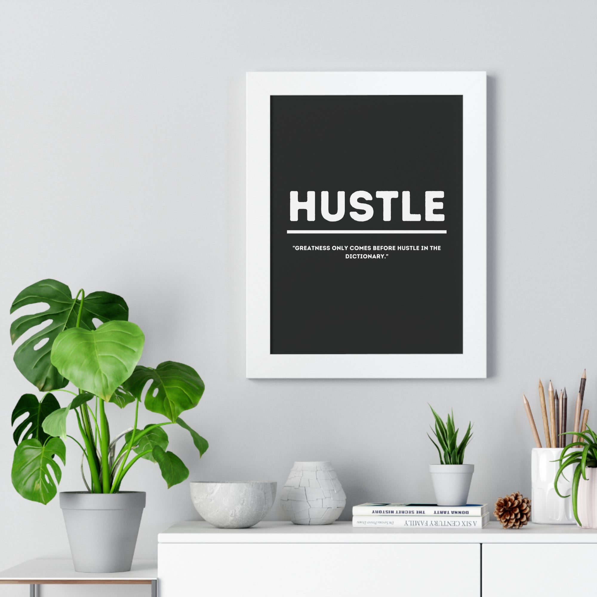 Minimalist in Black (Hustle) - Framed Vertical Poster