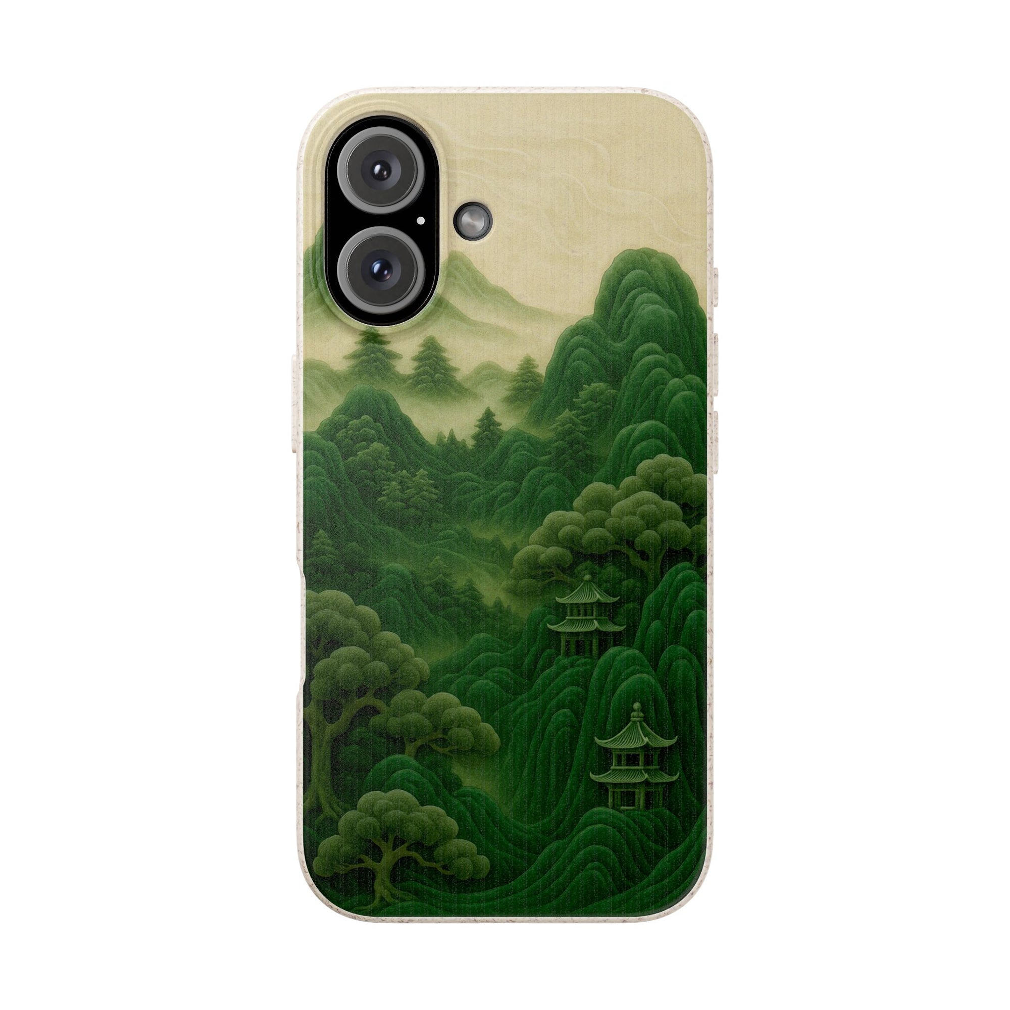 Eco-Friendly Biodegradable Phone Cases with Serene Mountain Landscape Design, Sustainable Gift, Nature Lover Accessory, Green Phone Cover,