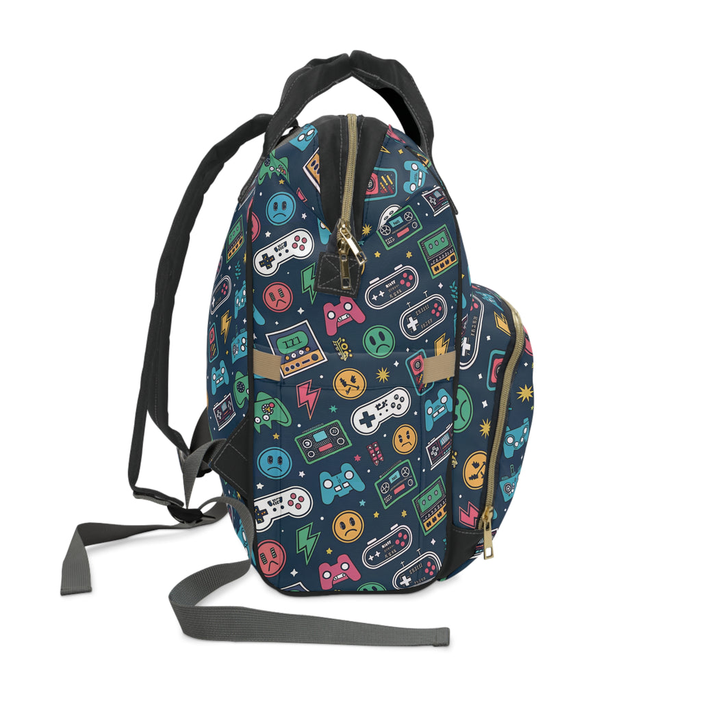 Colorful Gamer Diaper Backpack - Stylish & Functional Baby Bag for Parents