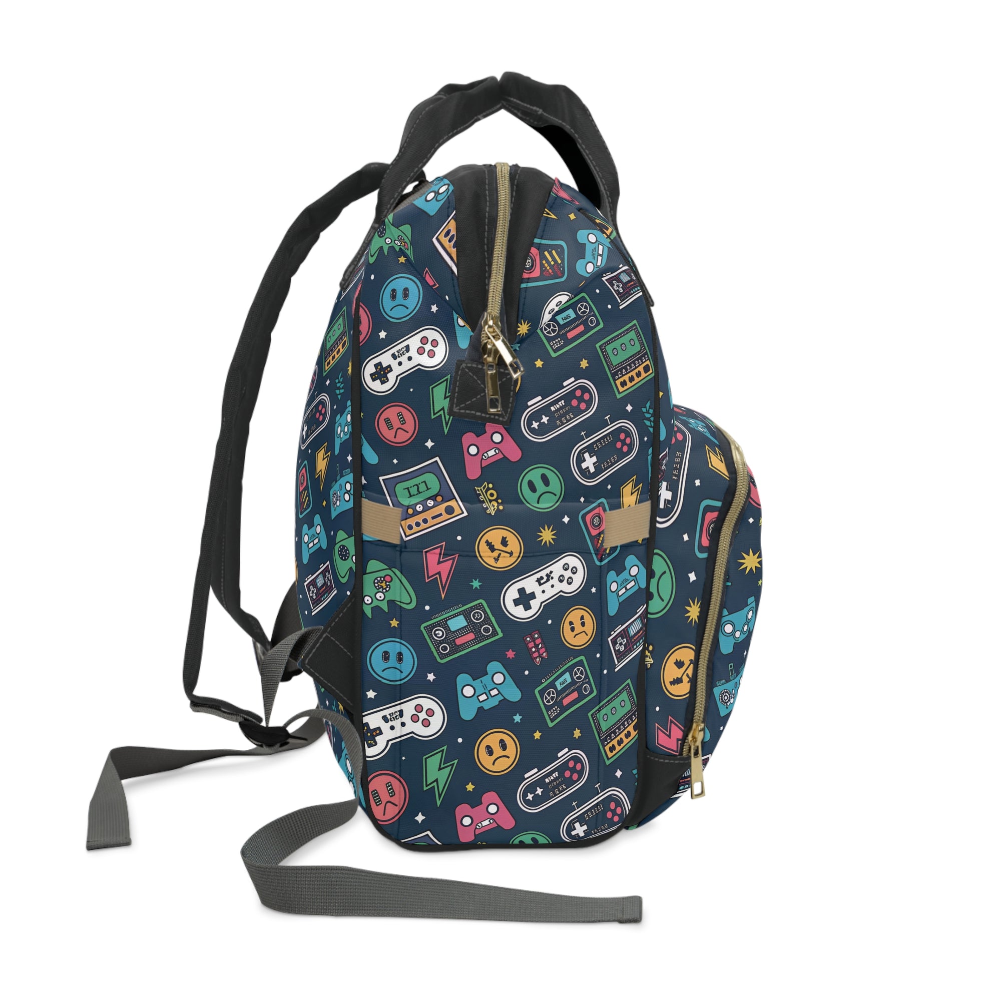Colorful Gamer Diaper Backpack - Stylish & Functional Baby Bag for Parents