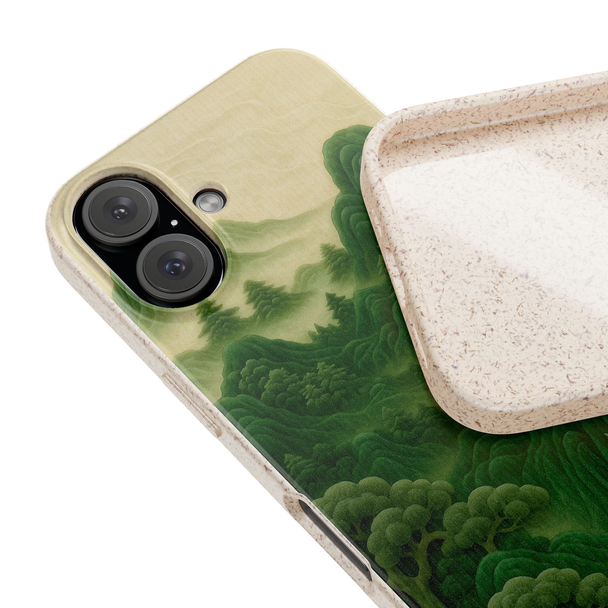 Eco-Friendly Biodegradable Phone Cases with Serene Mountain Landscape Design, Sustainable Gift, Nature Lover Accessory, Green Phone Cover,