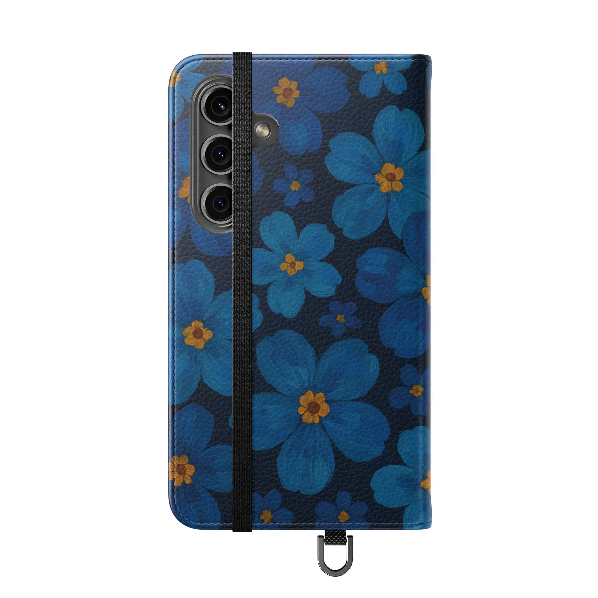 Floral Flip Phone Case - Elegant Blue Flower Design, Phone Accessory, Gift for Her, Trendy Organizer, Birthday, Mother's Day