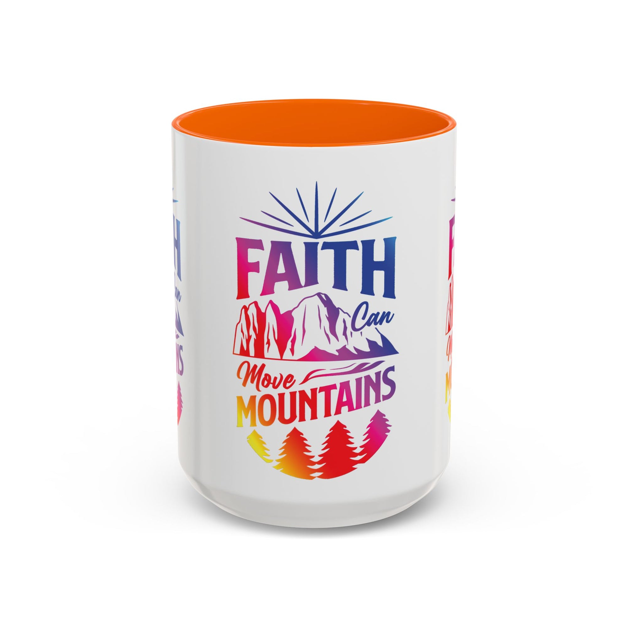 Faith Can Move Mountains Accent Coffee Mug - Inspirational Design