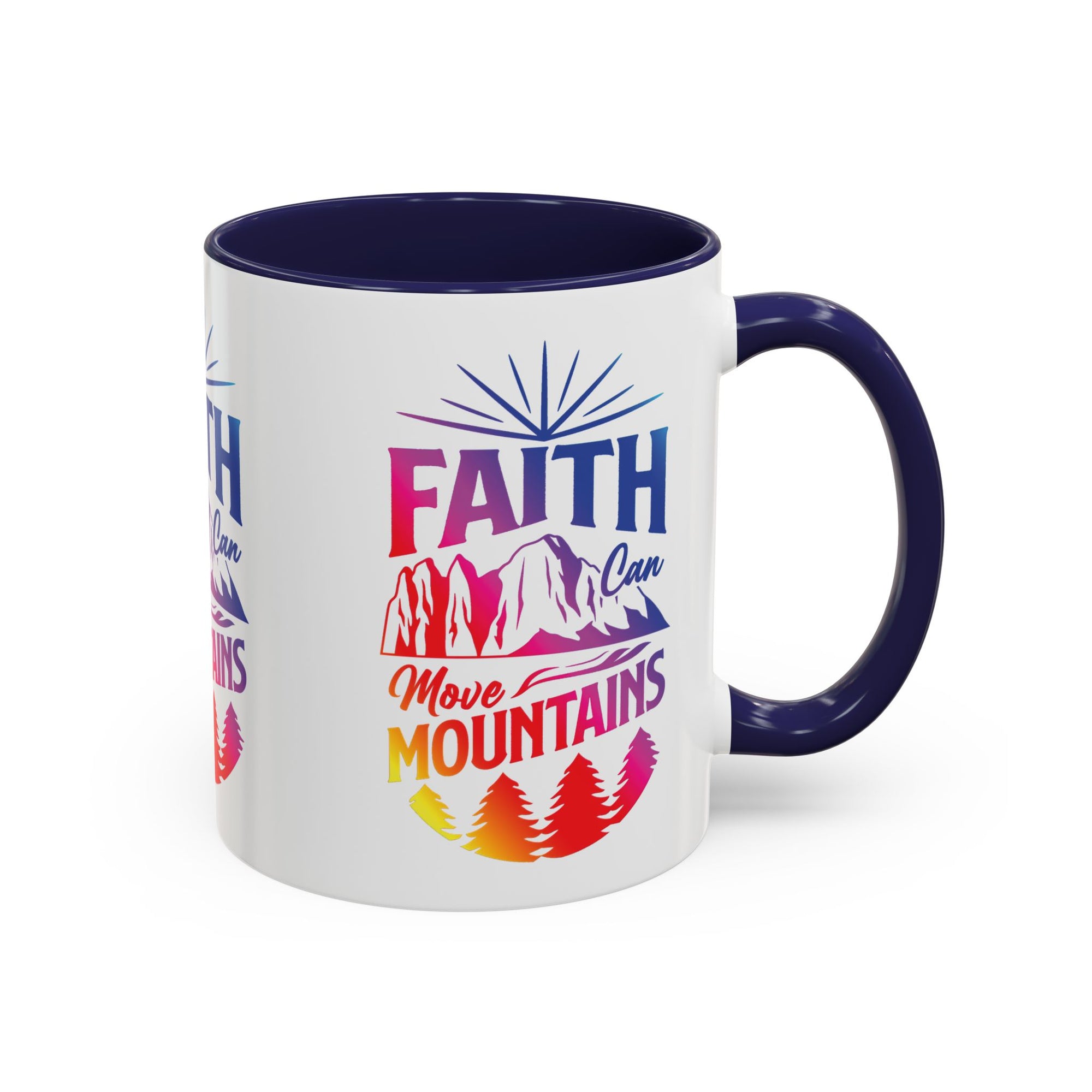 Faith Can Move Mountains Accent Coffee Mug - Inspirational Design