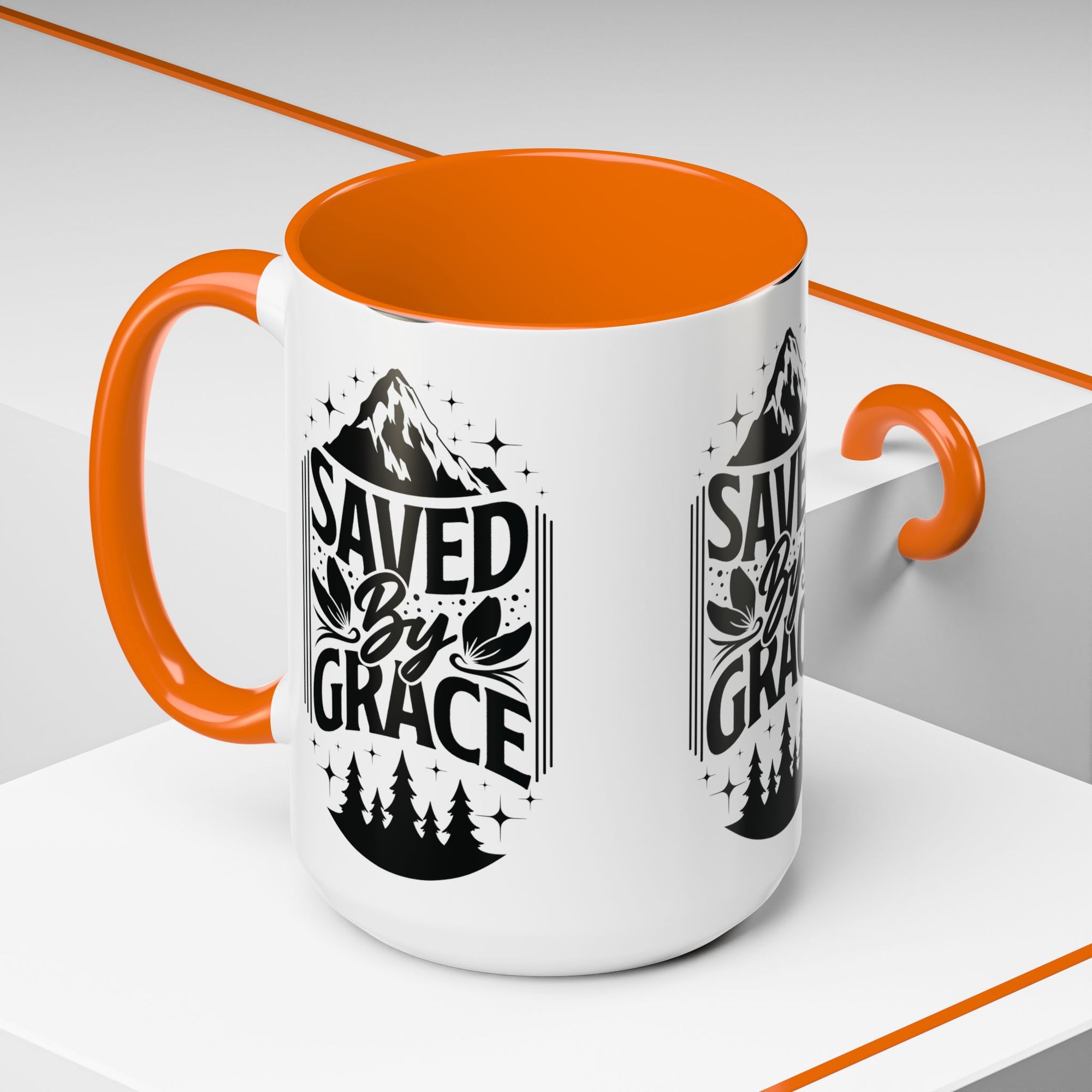 Saved by Grace Accent Coffee Mug - Inspirational Design